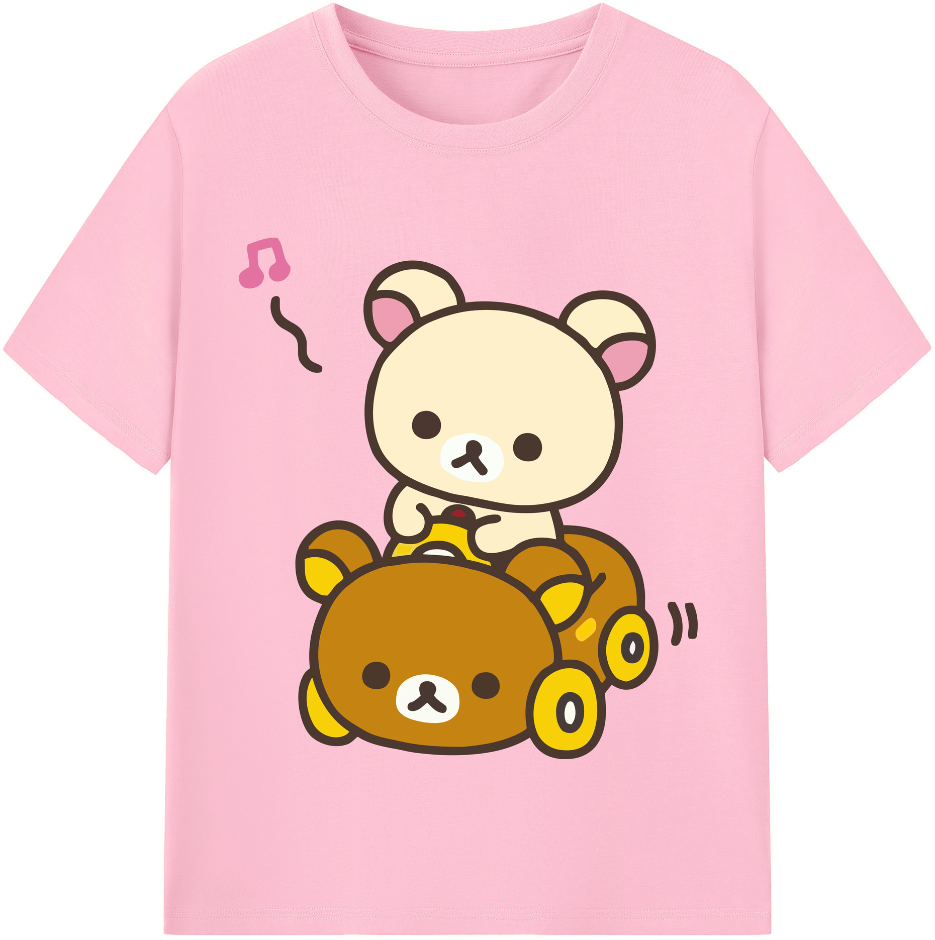 （画像用） リラックマ リラックマ キイロイトリ Rilakkuma Korilakkuma Kiiroitori 綿100％半袖Tシャツ（フロントプリント）
