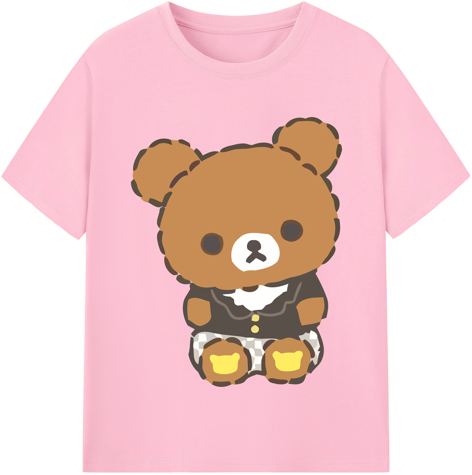 （画像用） リラックマ リラックマ キイロイトリ Rilakkuma Korilakkuma Kiiroitori 綿100％半袖Tシャツ（フロントプリント）