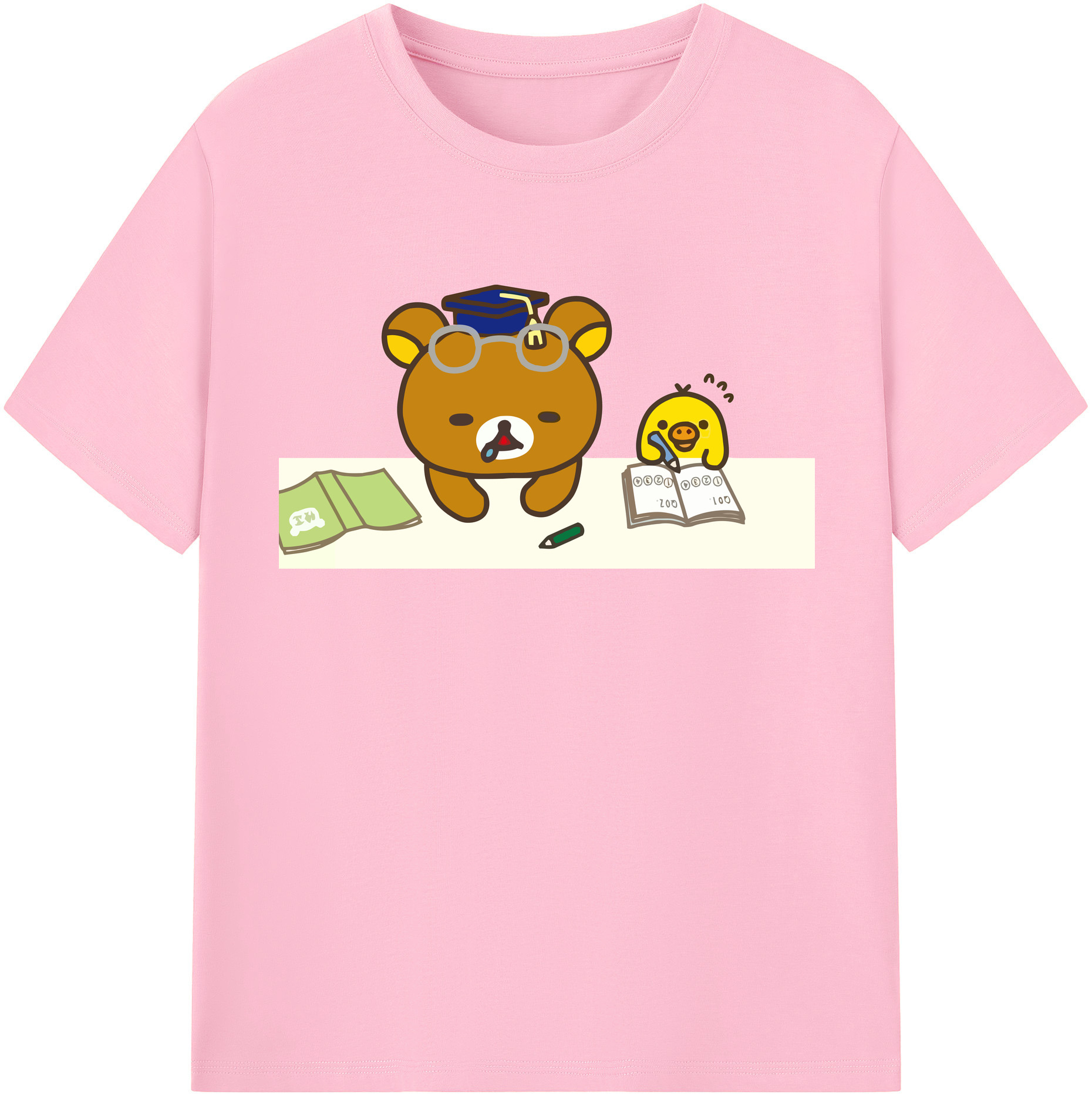 （画像用） リラックマ リラックマ キイロイトリ Rilakkuma Korilakkuma Kiiroitori 綿100％半袖Tシャツ（フロントプリント）