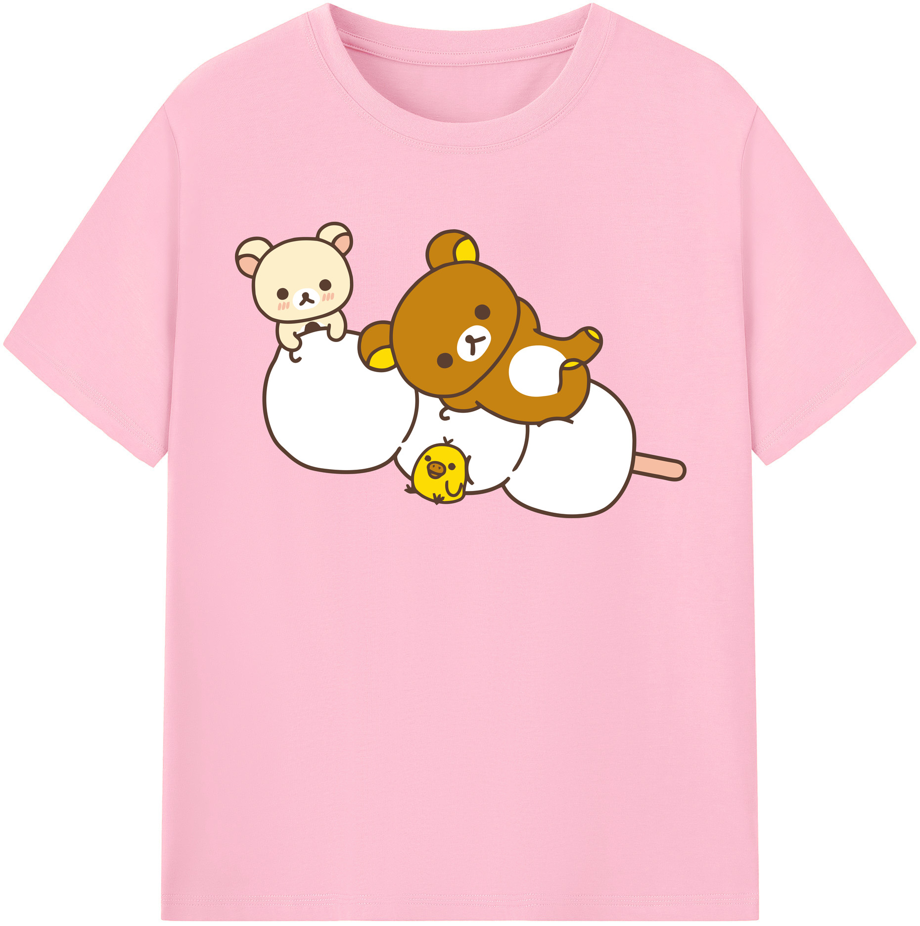 （画像用） リラックマ リラックマ キイロイトリ Rilakkuma Korilakkuma Kiiroitori 綿100％半袖Tシャツ（フロントプリント）