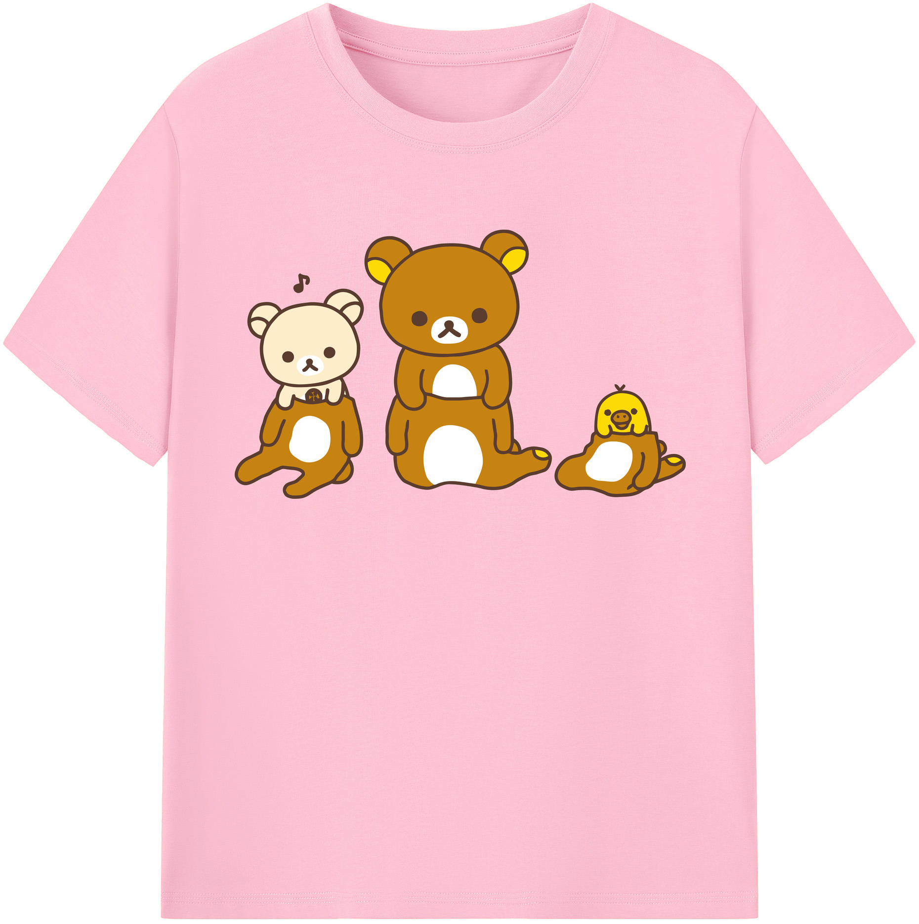 （画像用） リラックマ リラックマ キイロイトリ Rilakkuma Korilakkuma Kiiroitori 綿100％半袖Tシャツ（フロントプリント）