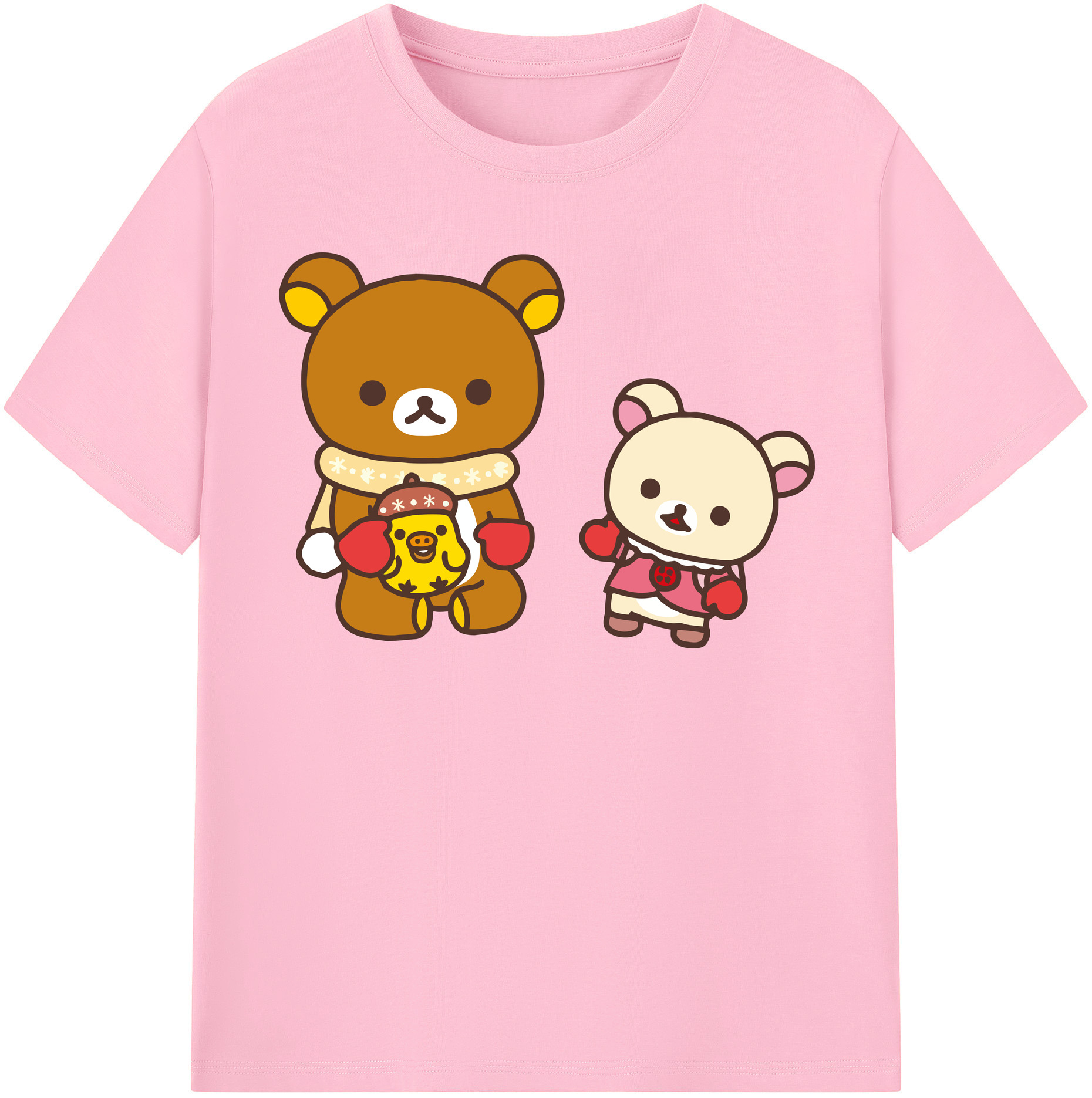 （画像用） リラックマ リラックマ キイロイトリ Rilakkuma Korilakkuma Kiiroitori 綿100％半袖Tシャツ（フロントプリント）