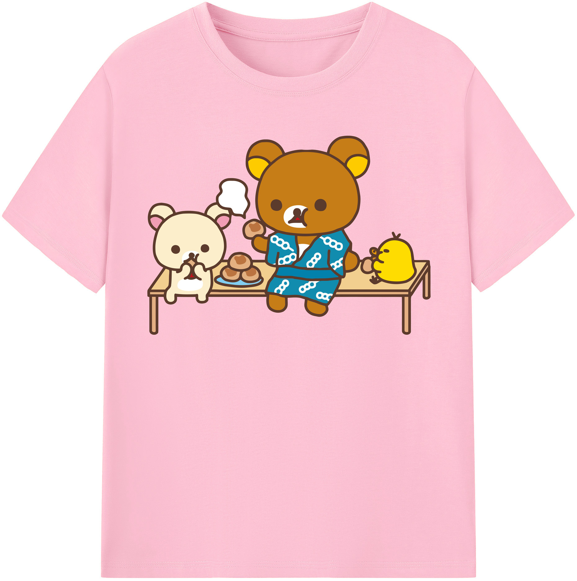 （画像用） リラックマ リラックマ キイロイトリ Rilakkuma Korilakkuma Kiiroitori 綿100％半袖Tシャツ（フロントプリント）