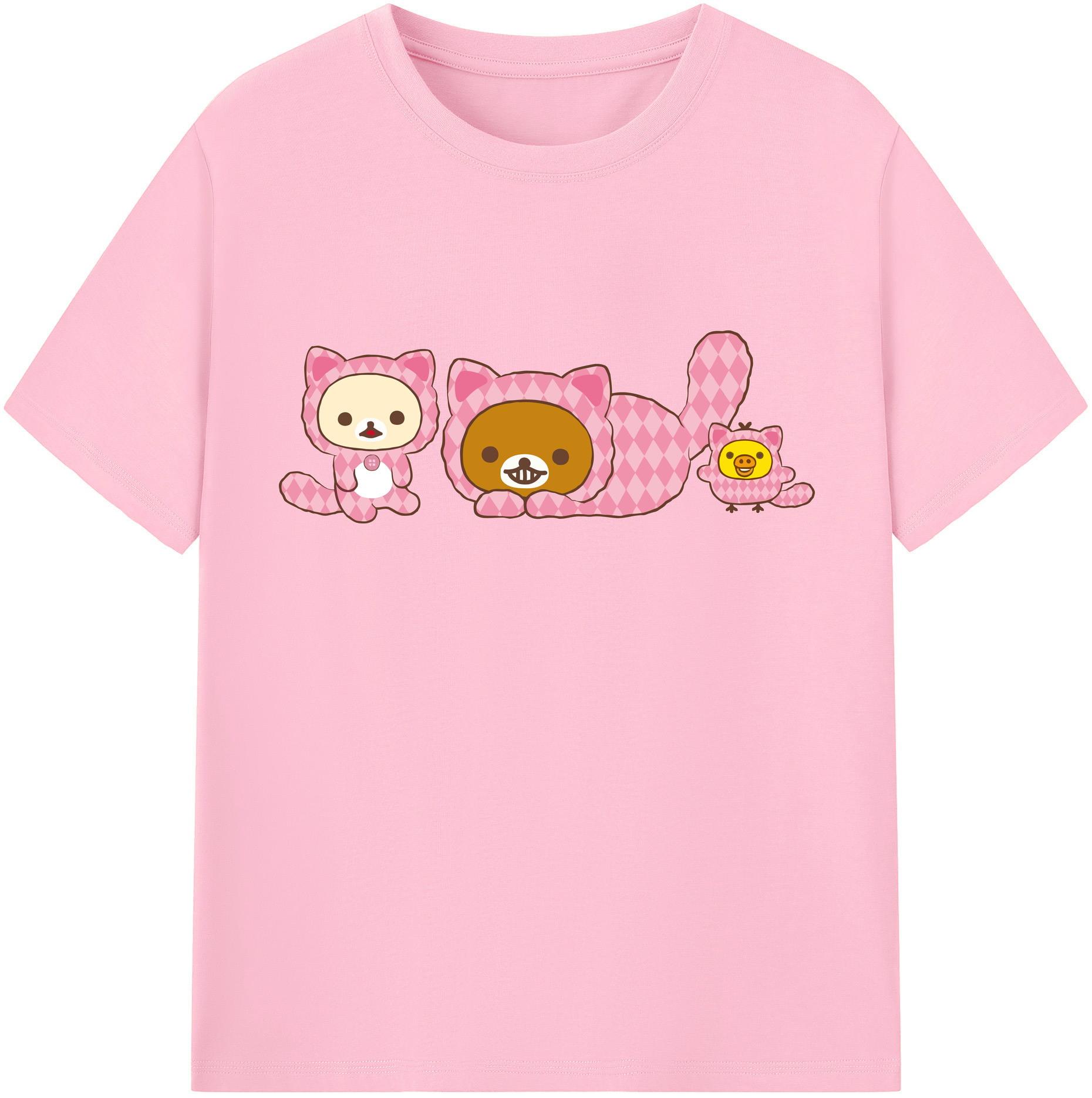 （画像用） リラックマ リラックマ キイロイトリ Rilakkuma Korilakkuma Kiiroitori 綿100％半袖Tシャツ（フロントプリント）