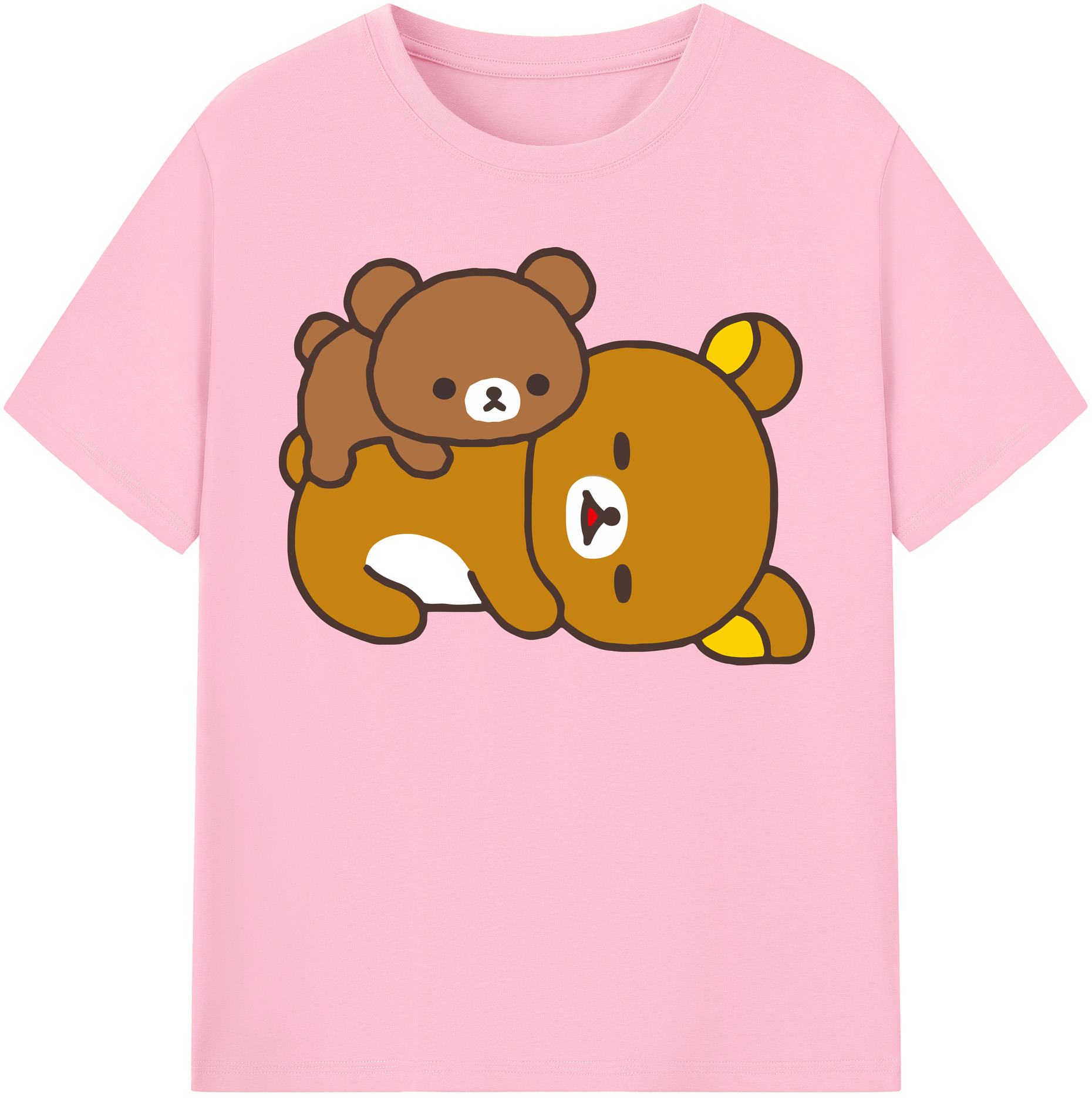 （画像用） リラックマ リラックマ キイロイトリ Rilakkuma Korilakkuma Kiiroitori 綿100％半袖Tシャツ（フロントプリント）