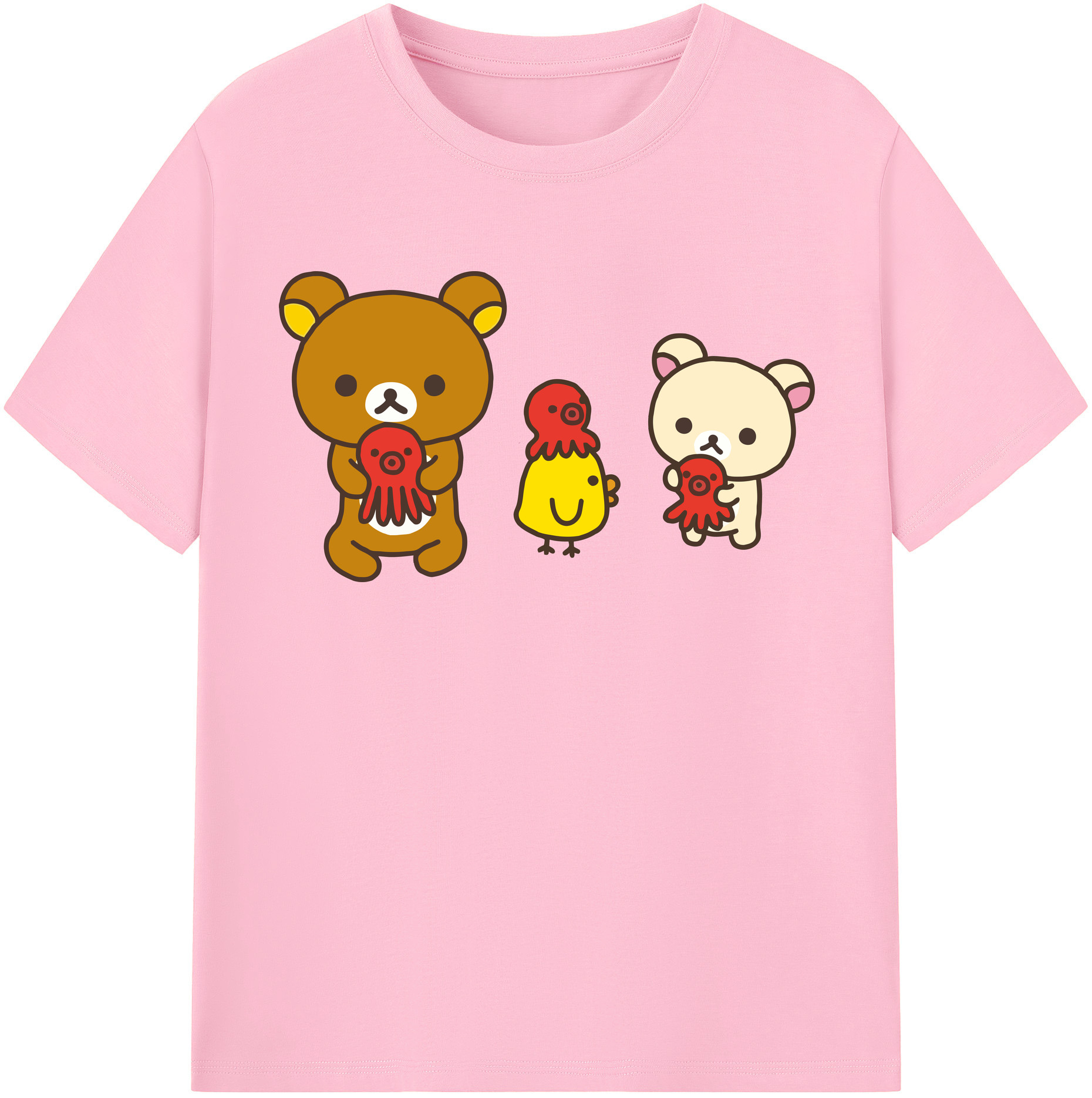 （画像用） リラックマ リラックマ キイロイトリ Rilakkuma Korilakkuma Kiiroitori 綿100％半袖Tシャツ（フロントプリント）