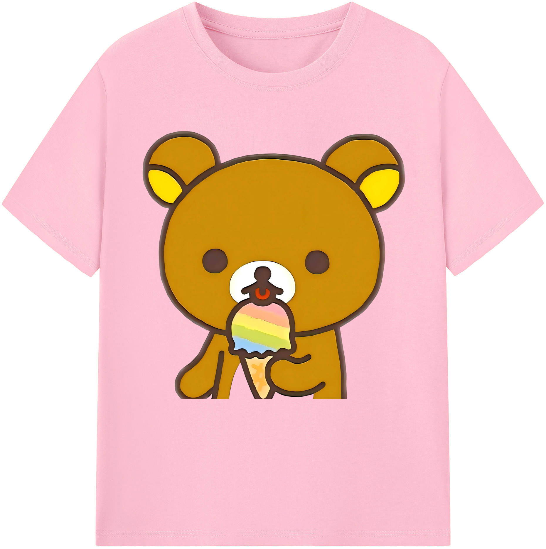 （画像用） リラックマ リラックマ キイロイトリ Rilakkuma Korilakkuma Kiiroitori 綿100％半袖Tシャツ（フロントプリント）