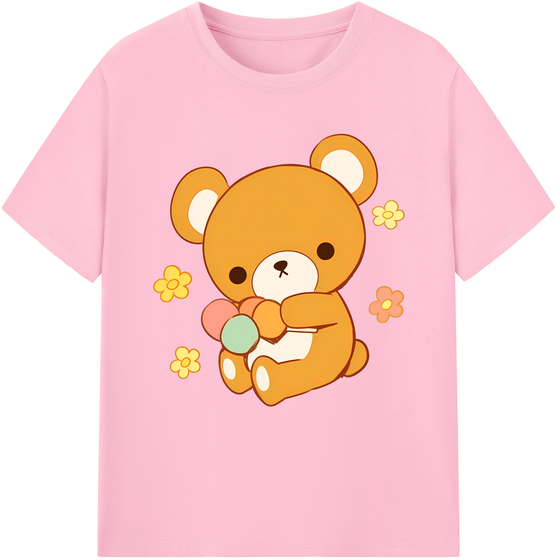 （画像用） リラックマ リラックマ キイロイトリ Rilakkuma Korilakkuma Kiiroitori 綿100％半袖Tシャツ（フロントプリント）