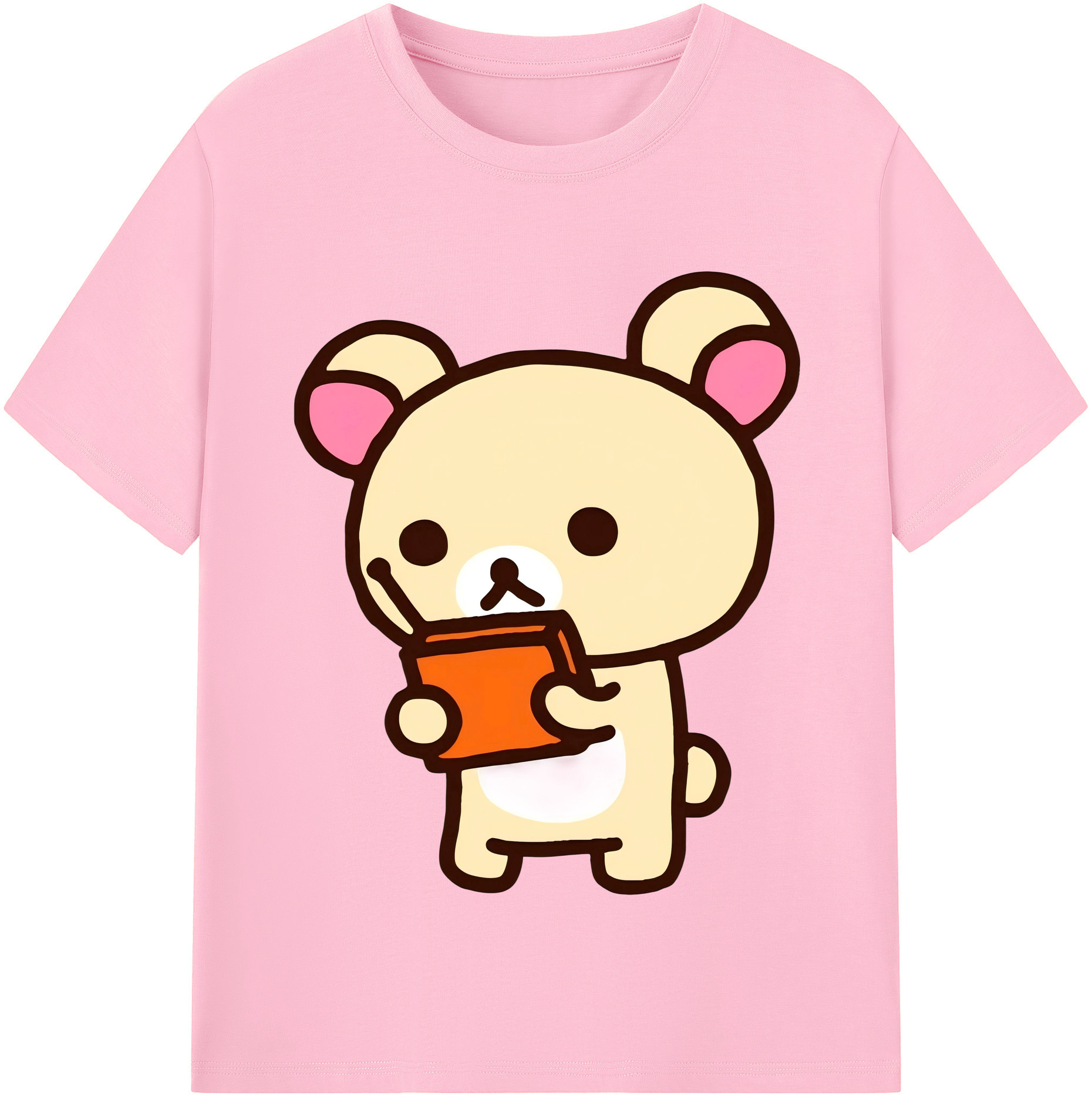 （画像用） リラックマ リラックマ キイロイトリ Rilakkuma Korilakkuma Kiiroitori 綿100％半袖Tシャツ（フロントプリント）