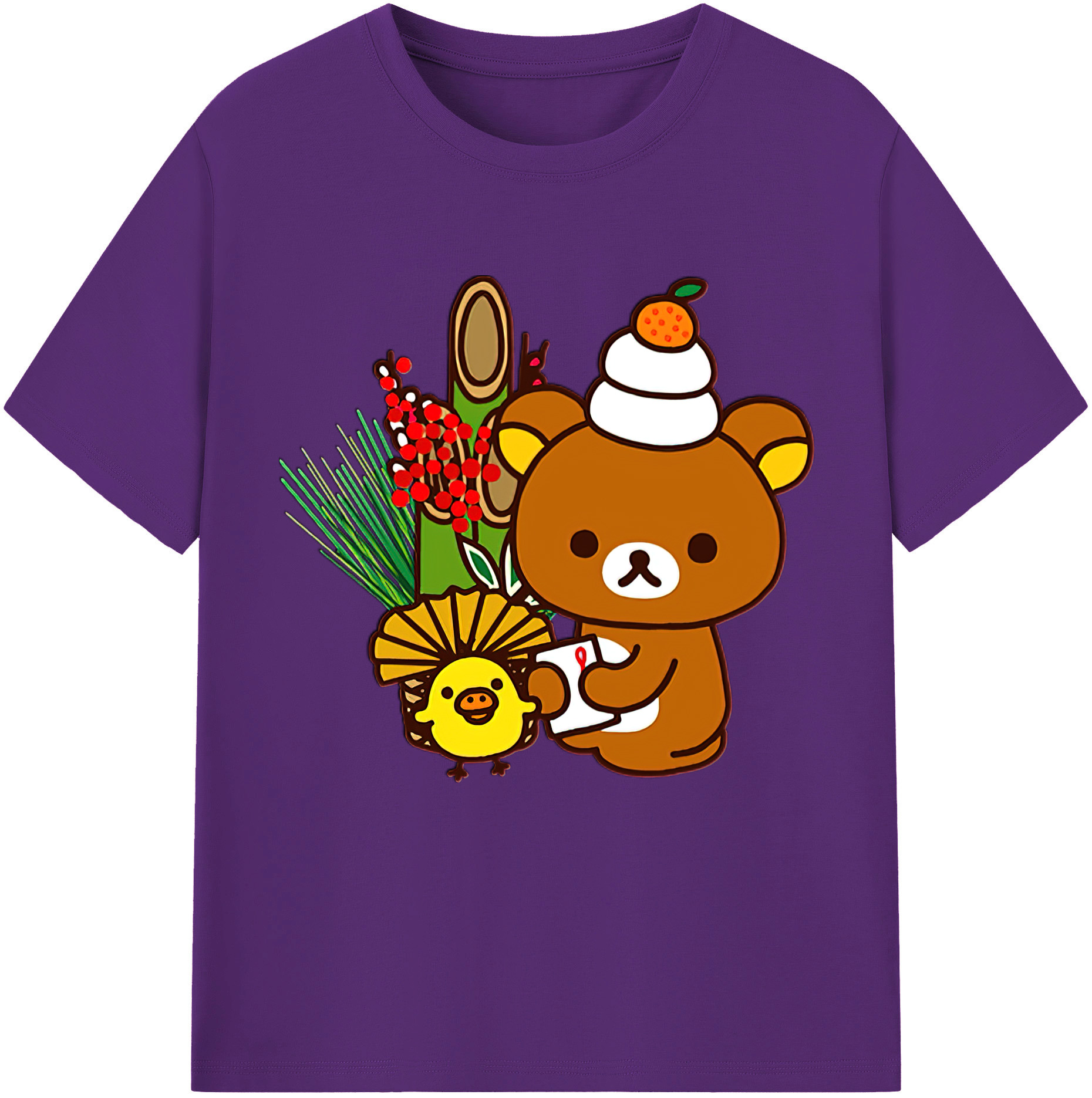 （画像用） リラックマ リラックマ キイロイトリ Rilakkuma Korilakkuma Kiiroitori 綿100％半袖Tシャツ（フロントプリント）