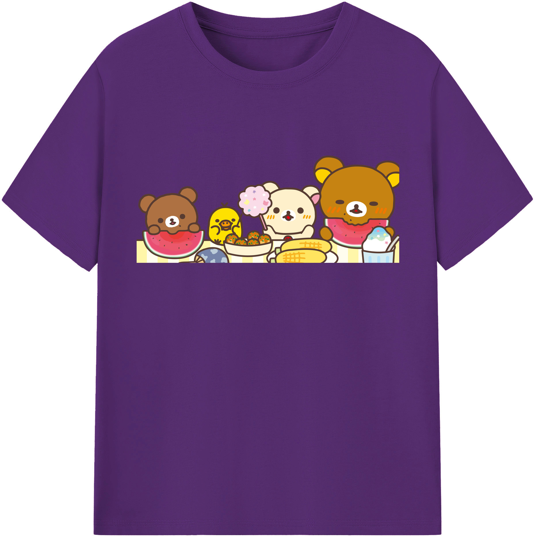 （画像用） リラックマ リラックマ キイロイトリ Rilakkuma Korilakkuma Kiiroitori 綿100％半袖Tシャツ（フロントプリント）