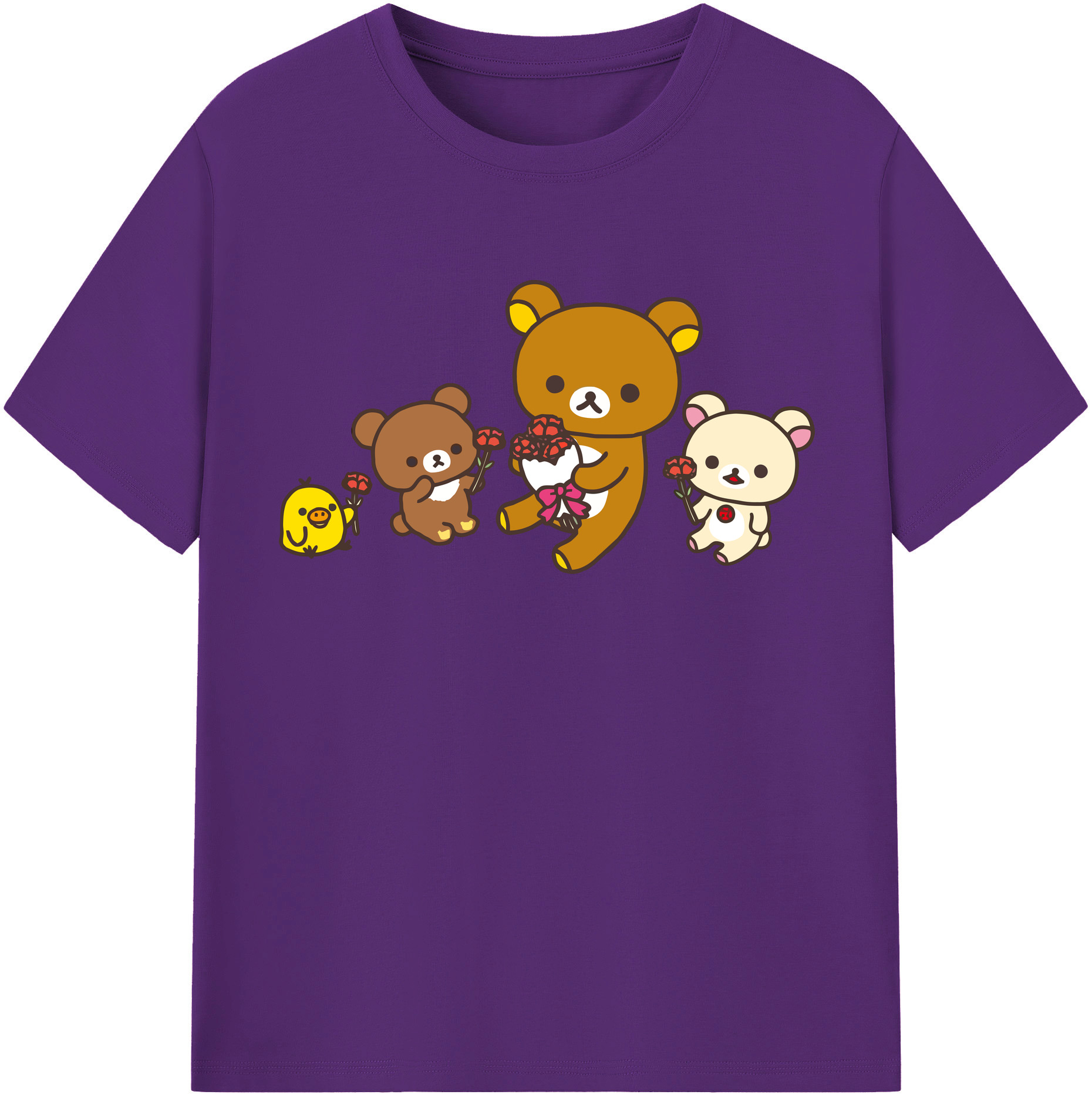 （画像用） リラックマ リラックマ キイロイトリ Rilakkuma Korilakkuma Kiiroitori 綿100％半袖Tシャツ（フロントプリント）