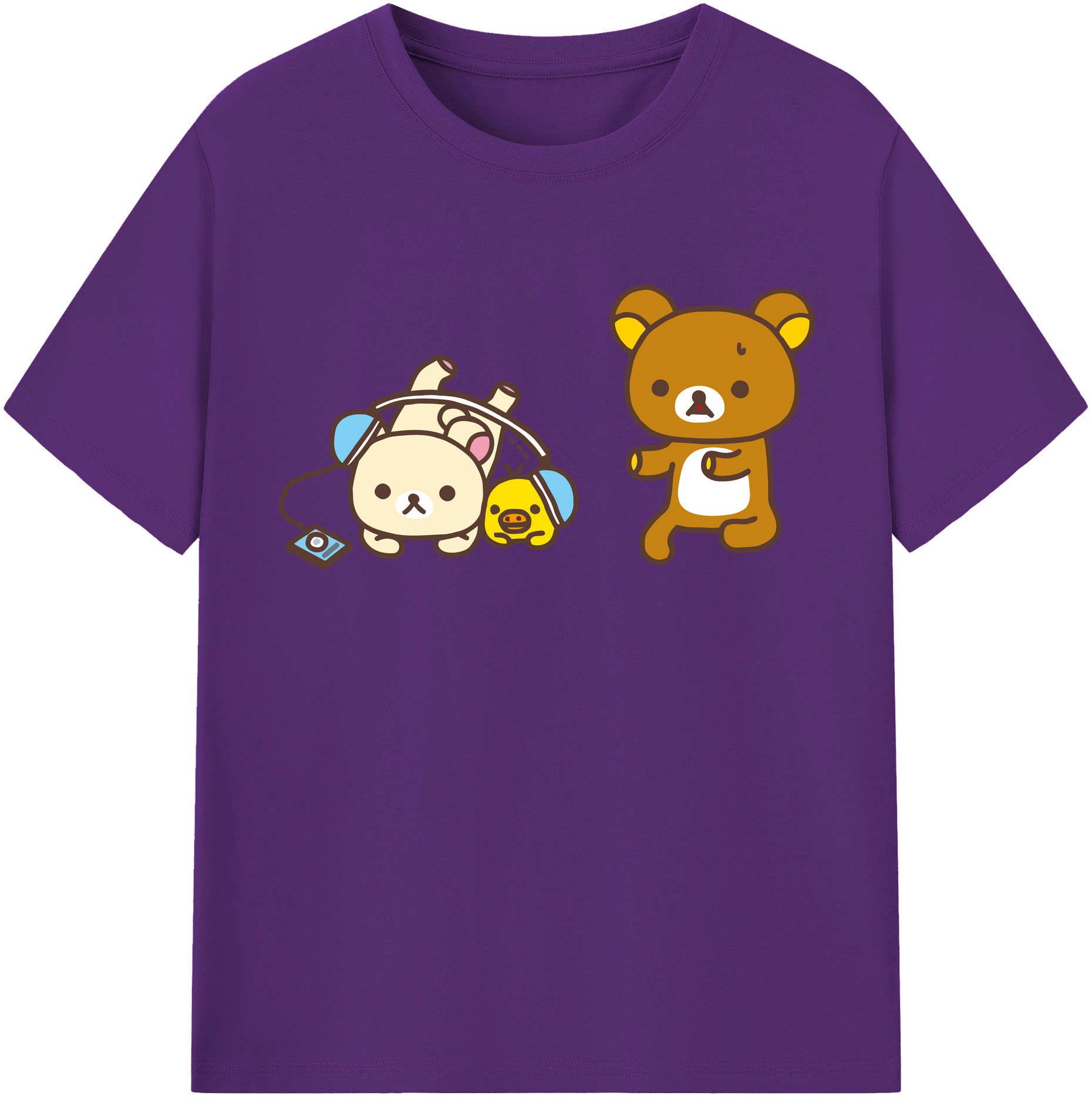（画像用） リラックマ リラックマ キイロイトリ Rilakkuma Korilakkuma Kiiroitori 綿100％半袖Tシャツ（フロントプリント）