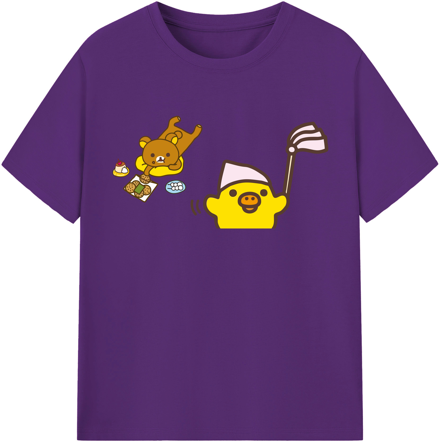 （画像用） リラックマ リラックマ キイロイトリ Rilakkuma Korilakkuma Kiiroitori 綿100％半袖Tシャツ（フロントプリント）