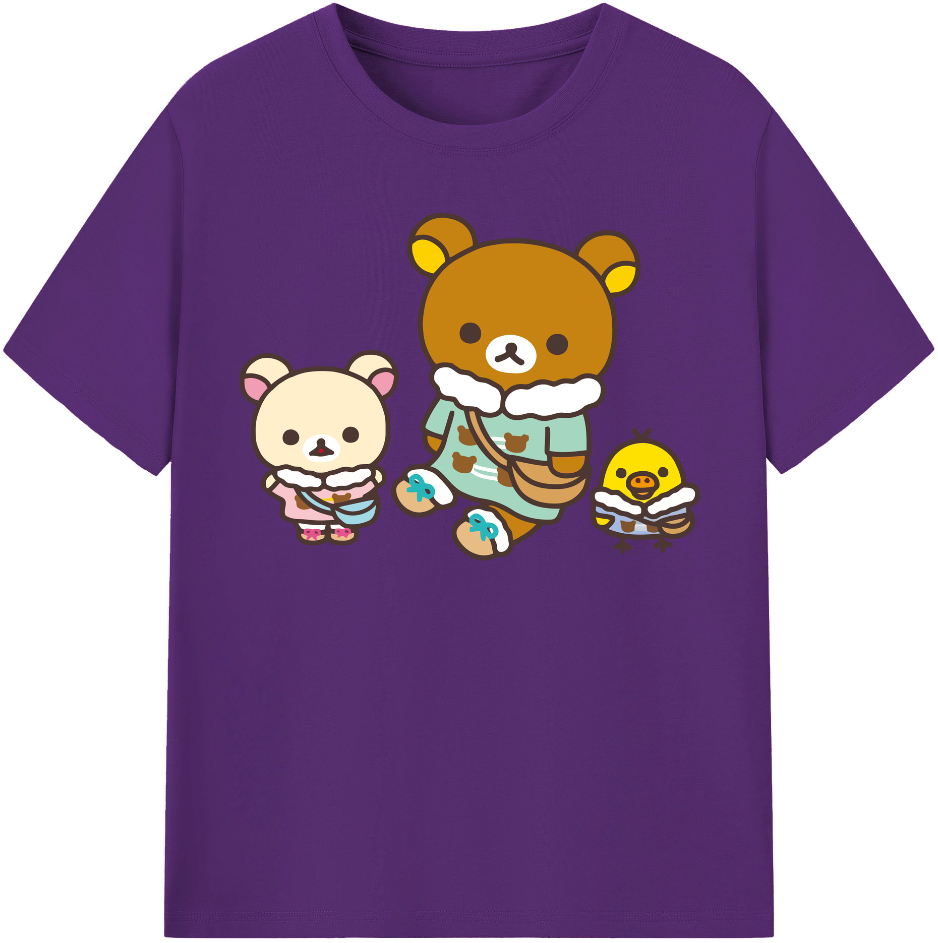 （画像用） リラックマ リラックマ キイロイトリ Rilakkuma Korilakkuma Kiiroitori 綿100％半袖Tシャツ（フロントプリント）