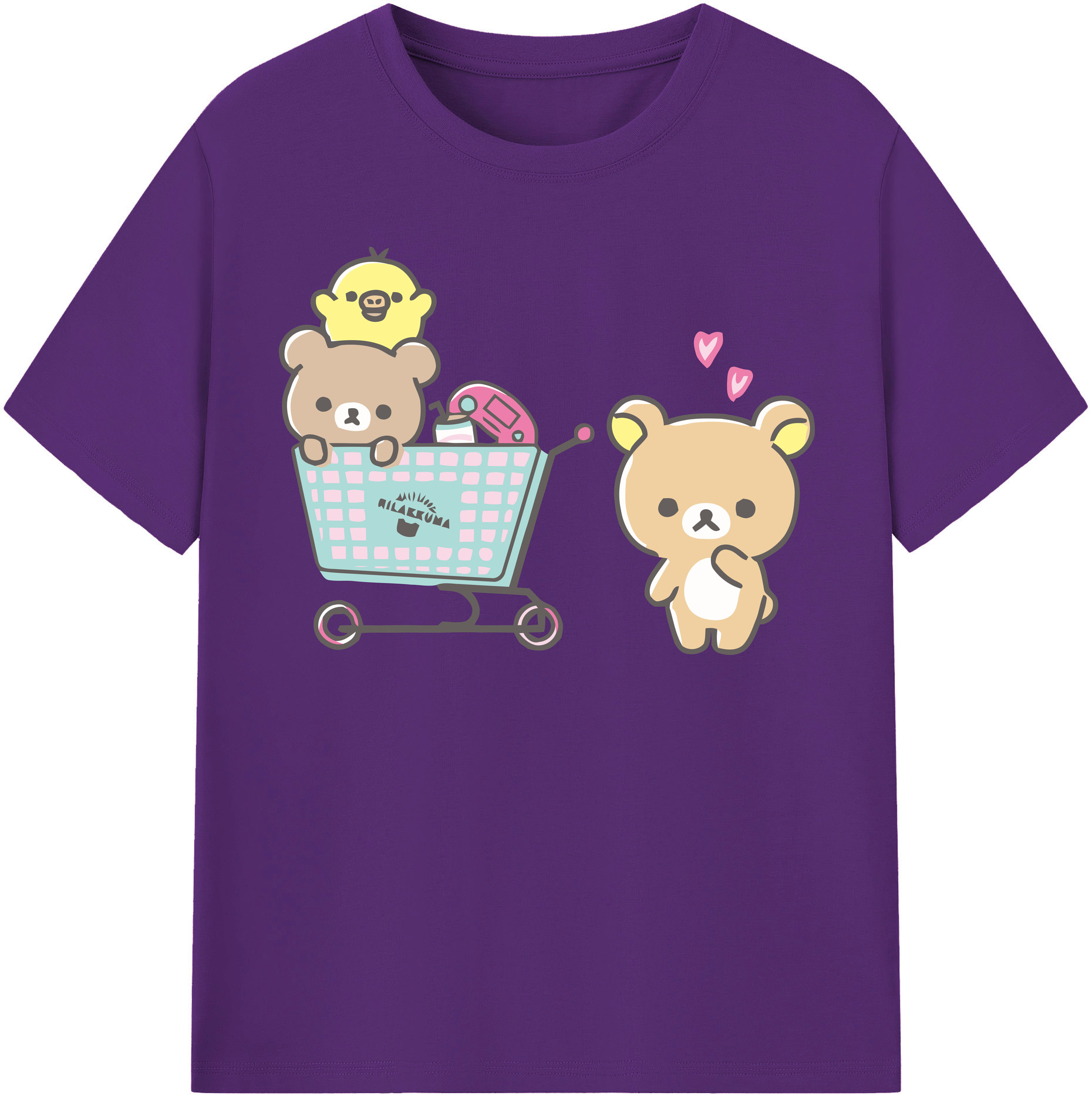 （画像用） リラックマ リラックマ キイロイトリ Rilakkuma Korilakkuma Kiiroitori 綿100％半袖Tシャツ（フロントプリント）