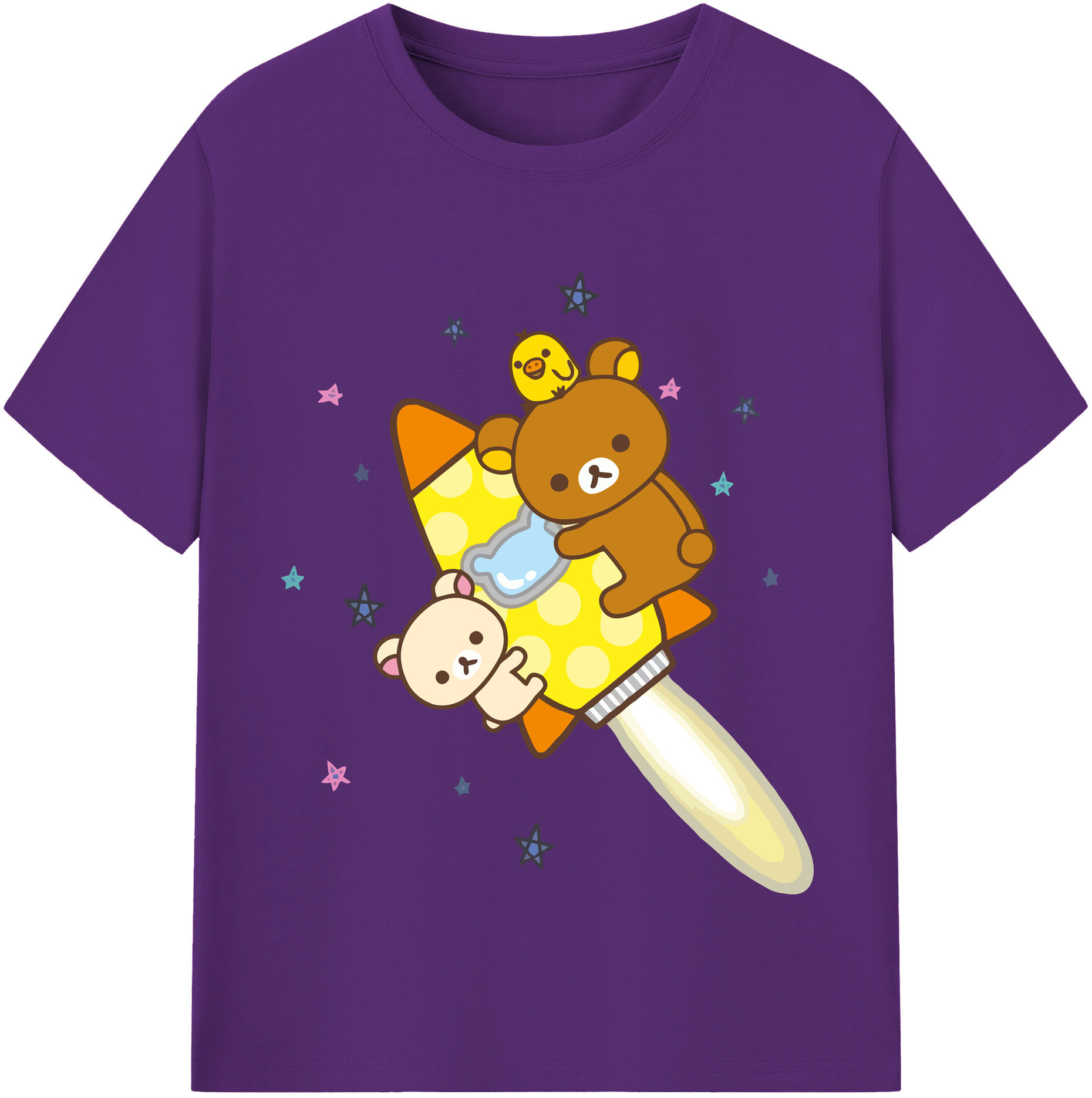 （画像用） リラックマ リラックマ キイロイトリ Rilakkuma Korilakkuma Kiiroitori 綿100％半袖Tシャツ（フロントプリント）