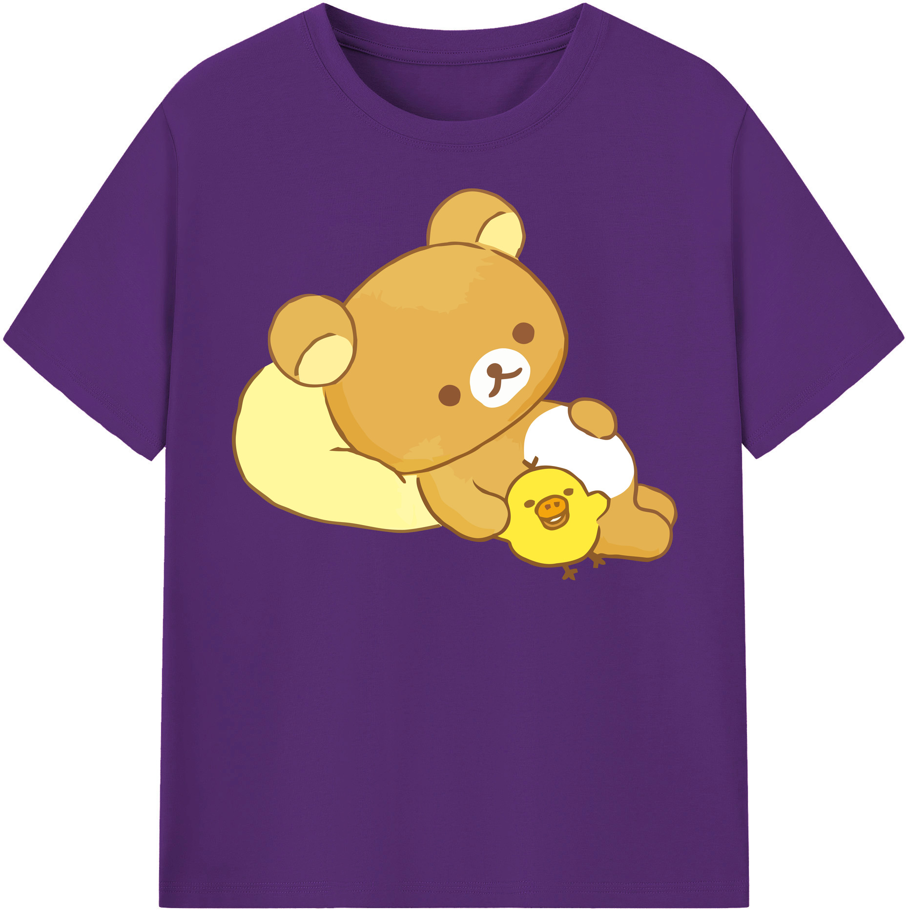 （画像用） リラックマ リラックマ キイロイトリ Rilakkuma Korilakkuma Kiiroitori 綿100％半袖Tシャツ（フロントプリント）
