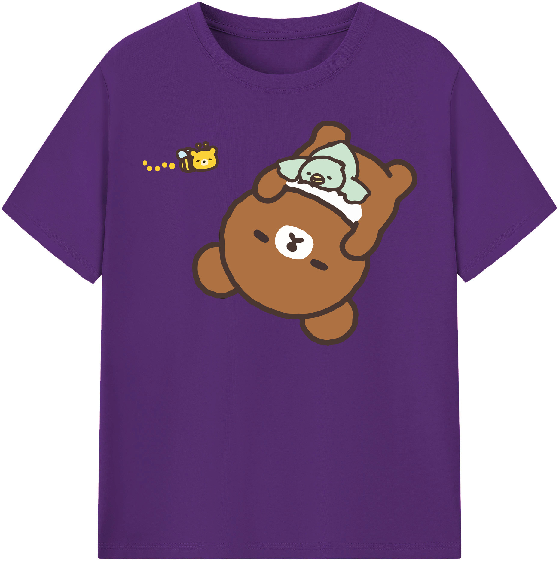 （画像用） リラックマ リラックマ キイロイトリ Rilakkuma Korilakkuma Kiiroitori 綿100％半袖Tシャツ（フロントプリント）