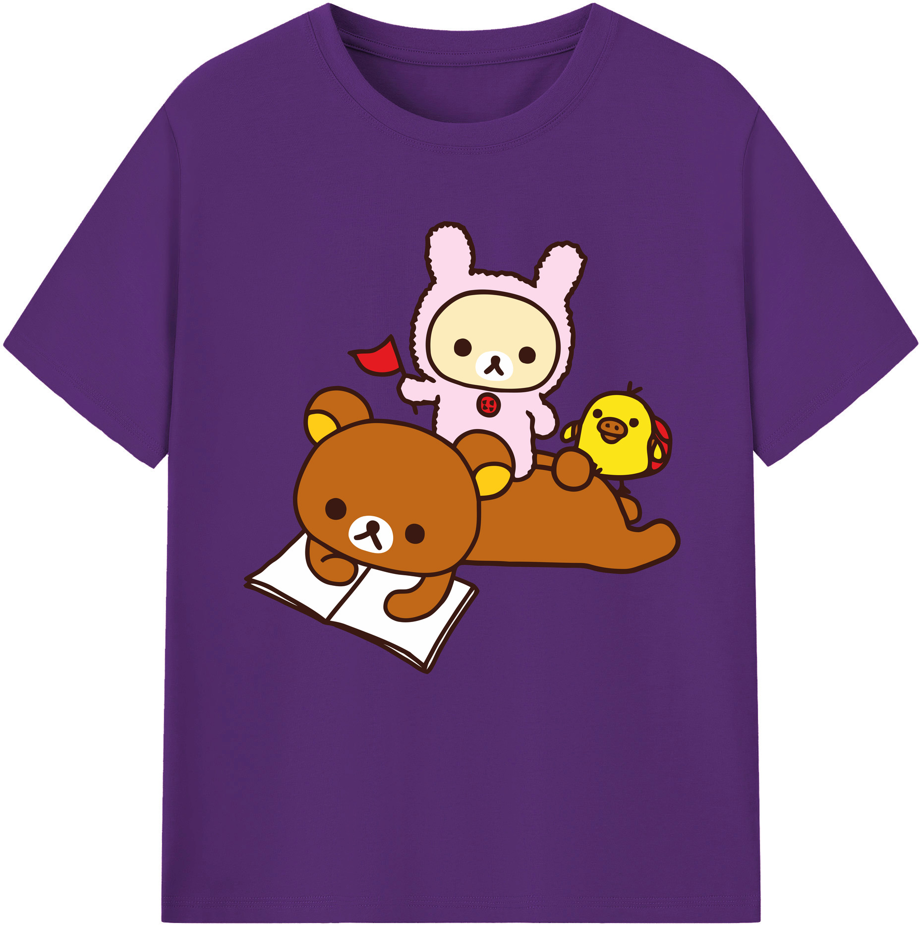 （画像用） リラックマ リラックマ キイロイトリ Rilakkuma Korilakkuma Kiiroitori 綿100％半袖Tシャツ（フロントプリント）