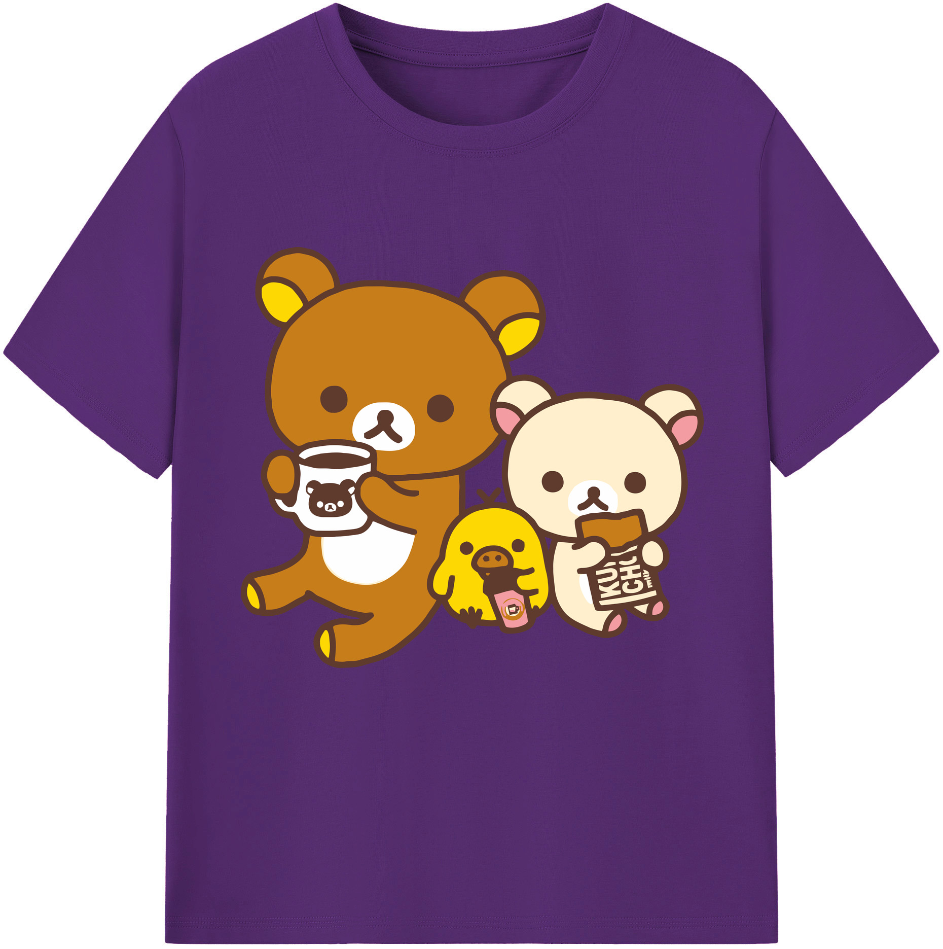 （画像用） リラックマ リラックマ キイロイトリ Rilakkuma Korilakkuma Kiiroitori 綿100％半袖Tシャツ（フロントプリント）