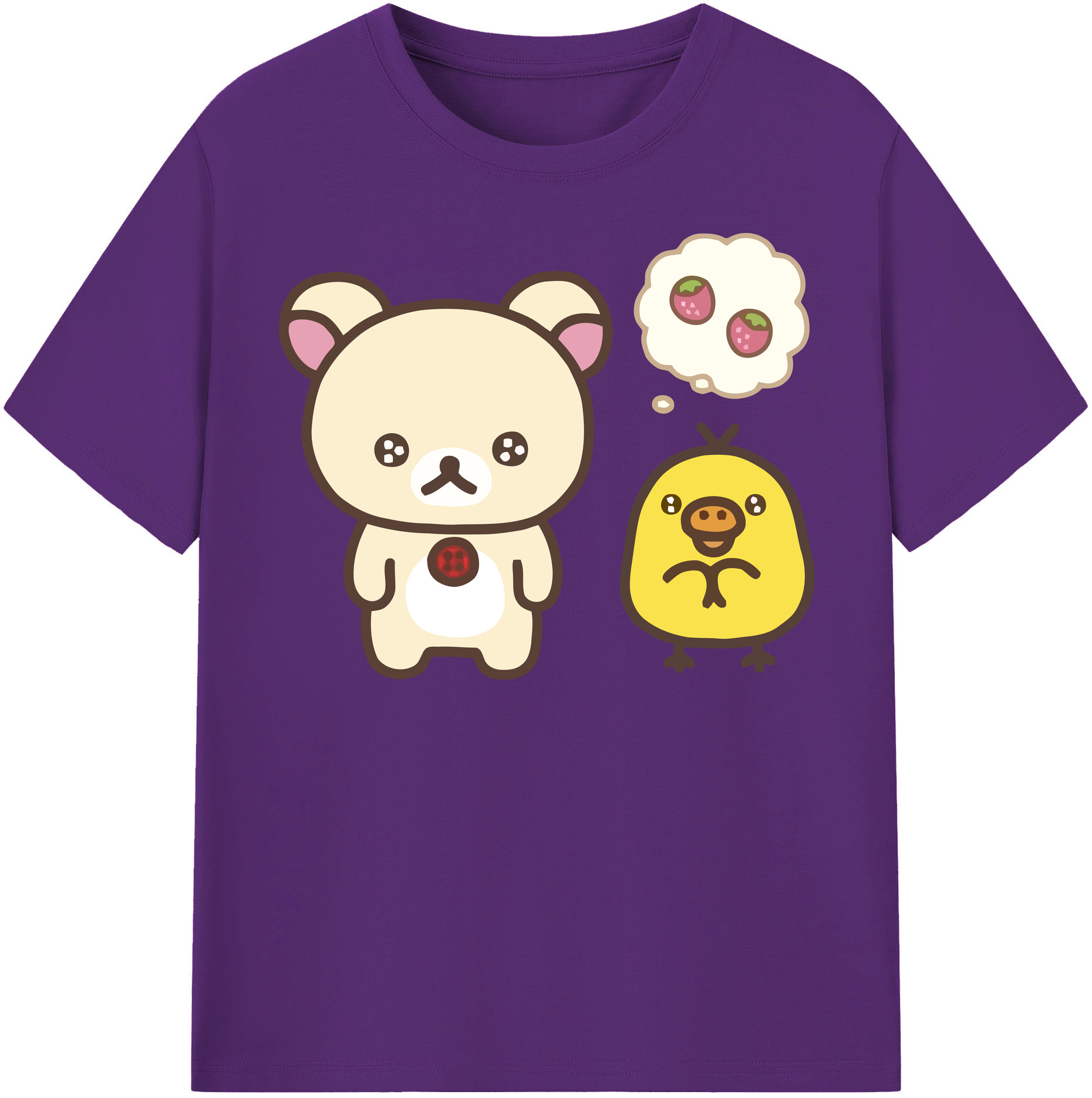 （画像用） リラックマ リラックマ キイロイトリ Rilakkuma Korilakkuma Kiiroitori 綿100％半袖Tシャツ（フロントプリント）