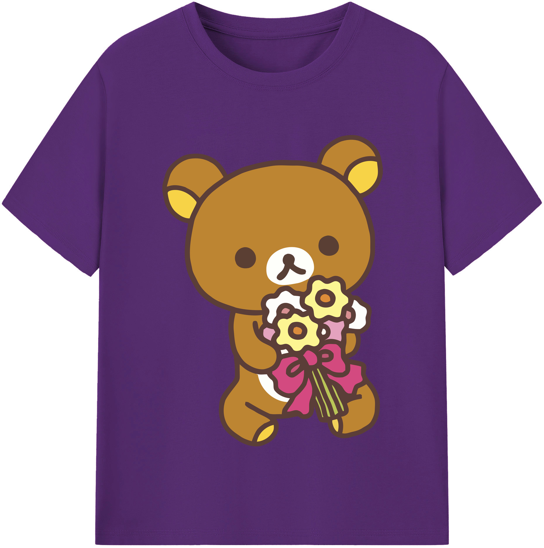 （画像用） リラックマ リラックマ キイロイトリ Rilakkuma Korilakkuma Kiiroitori 綿100％半袖Tシャツ（フロントプリント）