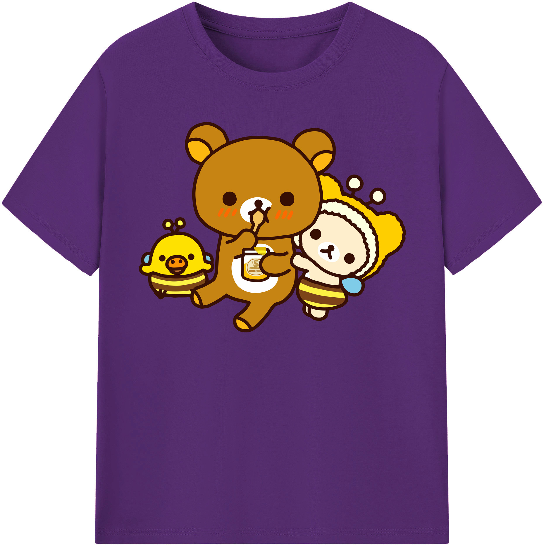 （画像用） リラックマ リラックマ キイロイトリ Rilakkuma Korilakkuma Kiiroitori 綿100％半袖Tシャツ（フロントプリント）