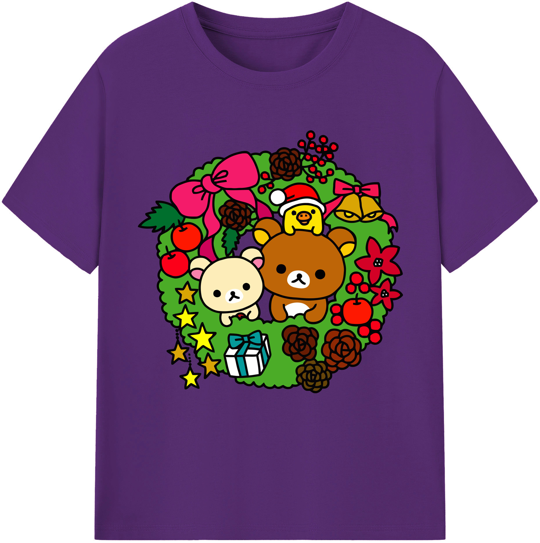 （画像用） リラックマ リラックマ キイロイトリ Rilakkuma Korilakkuma Kiiroitori 綿100％半袖Tシャツ（フロントプリント）