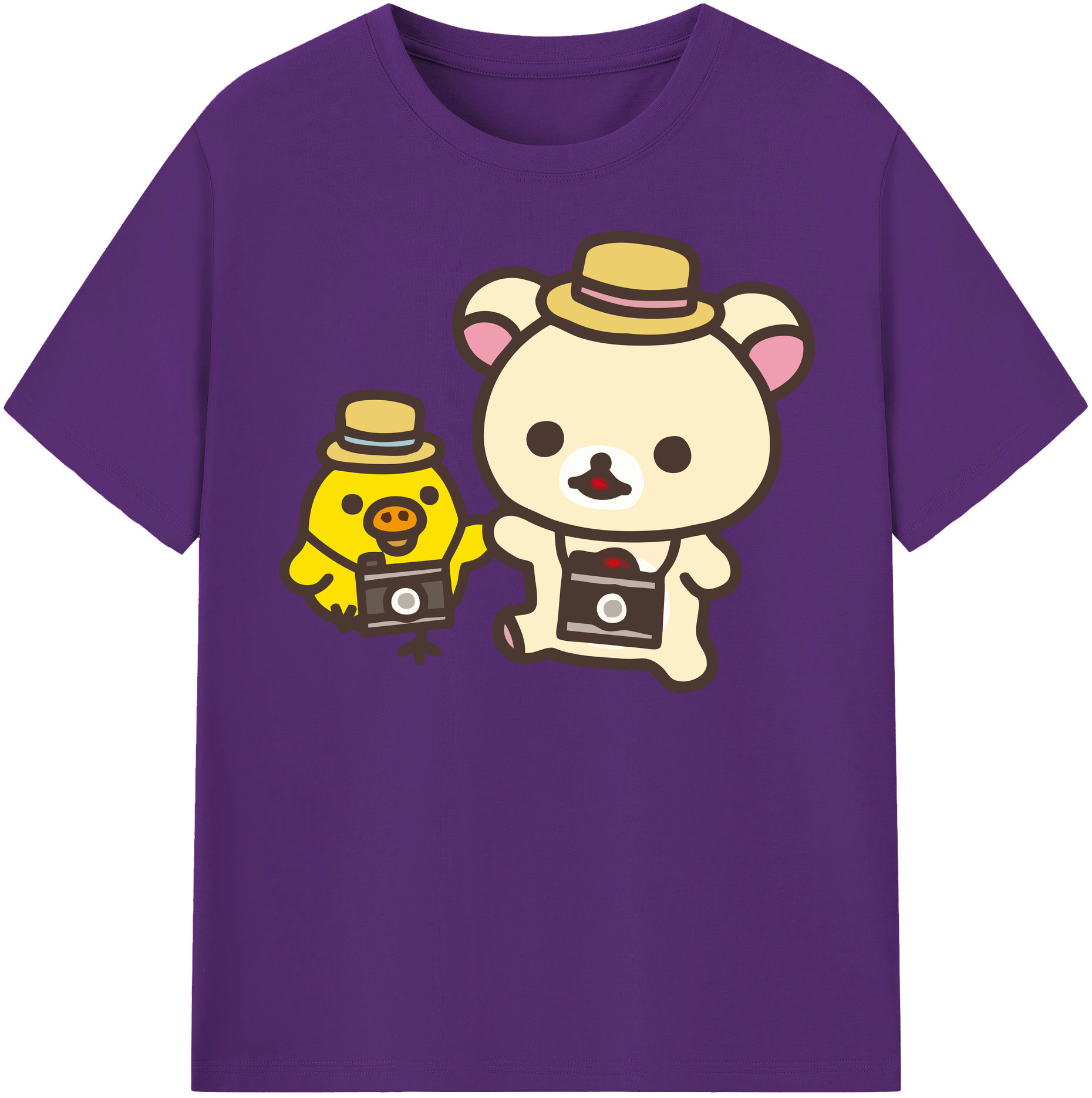 （画像用） リラックマ リラックマ キイロイトリ Rilakkuma Korilakkuma Kiiroitori 綿100％半袖Tシャツ（フロントプリント）