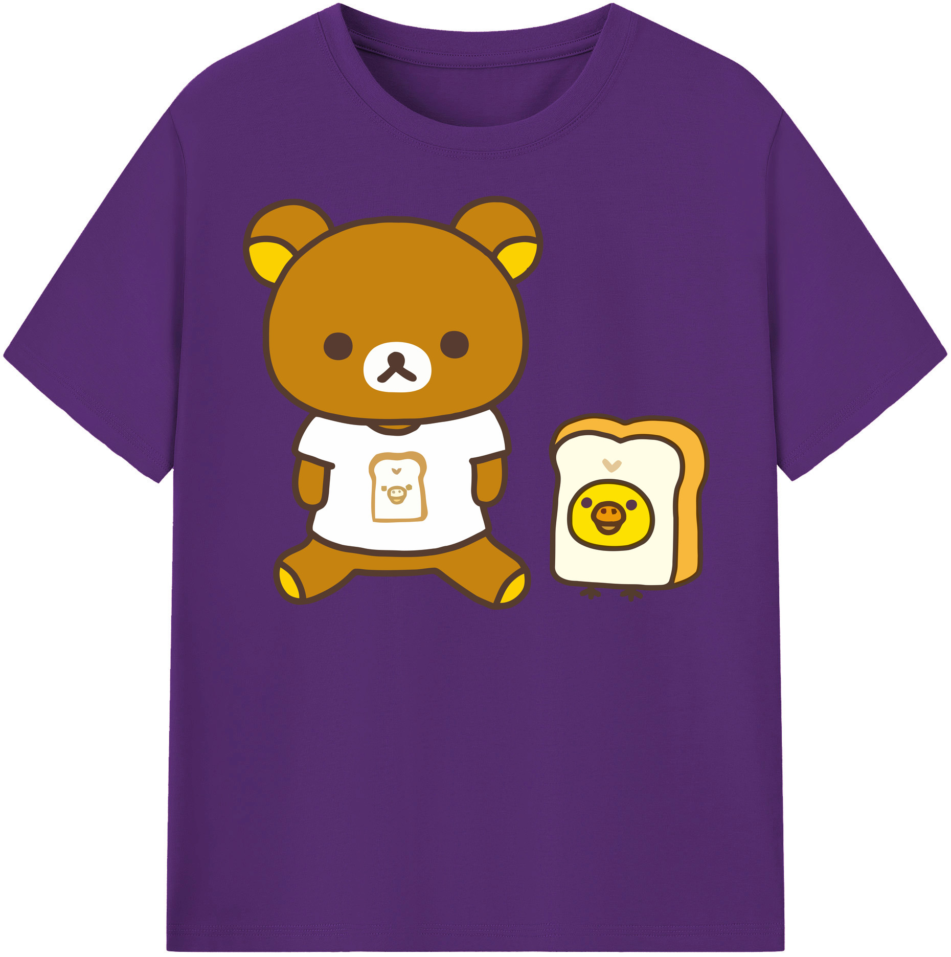 （画像用） リラックマ リラックマ キイロイトリ Rilakkuma Korilakkuma Kiiroitori 綿100％半袖Tシャツ（フロントプリント）