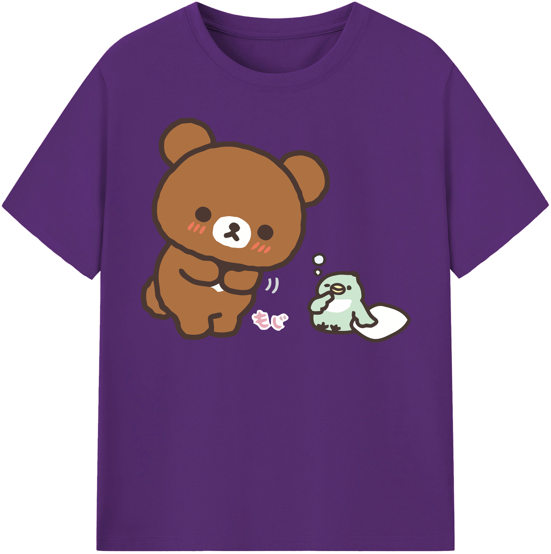 （画像用） リラックマ リラックマ キイロイトリ Rilakkuma Korilakkuma Kiiroitori 綿100％半袖Tシャツ（フロントプリント）