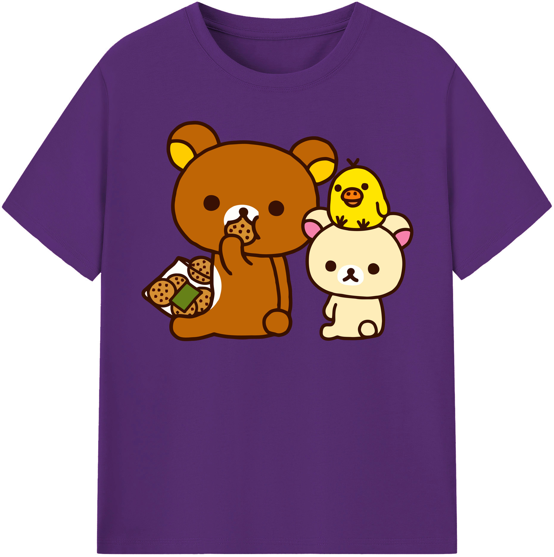 （画像用） リラックマ リラックマ キイロイトリ Rilakkuma Korilakkuma Kiiroitori 綿100％半袖Tシャツ（フロントプリント）