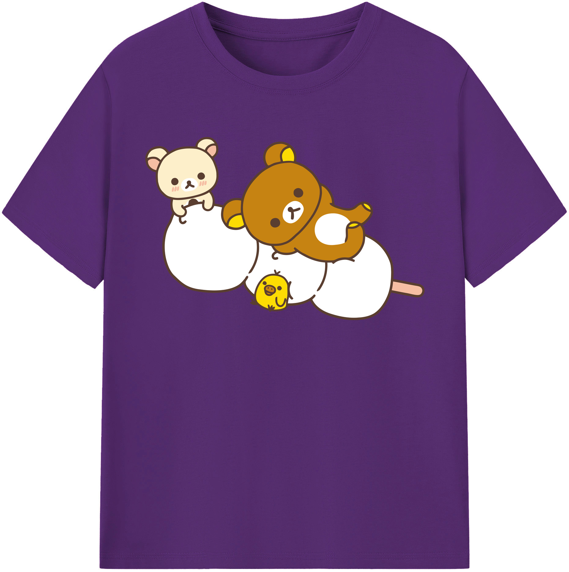 （画像用） リラックマ リラックマ キイロイトリ Rilakkuma Korilakkuma Kiiroitori 綿100％半袖Tシャツ（フロントプリント）