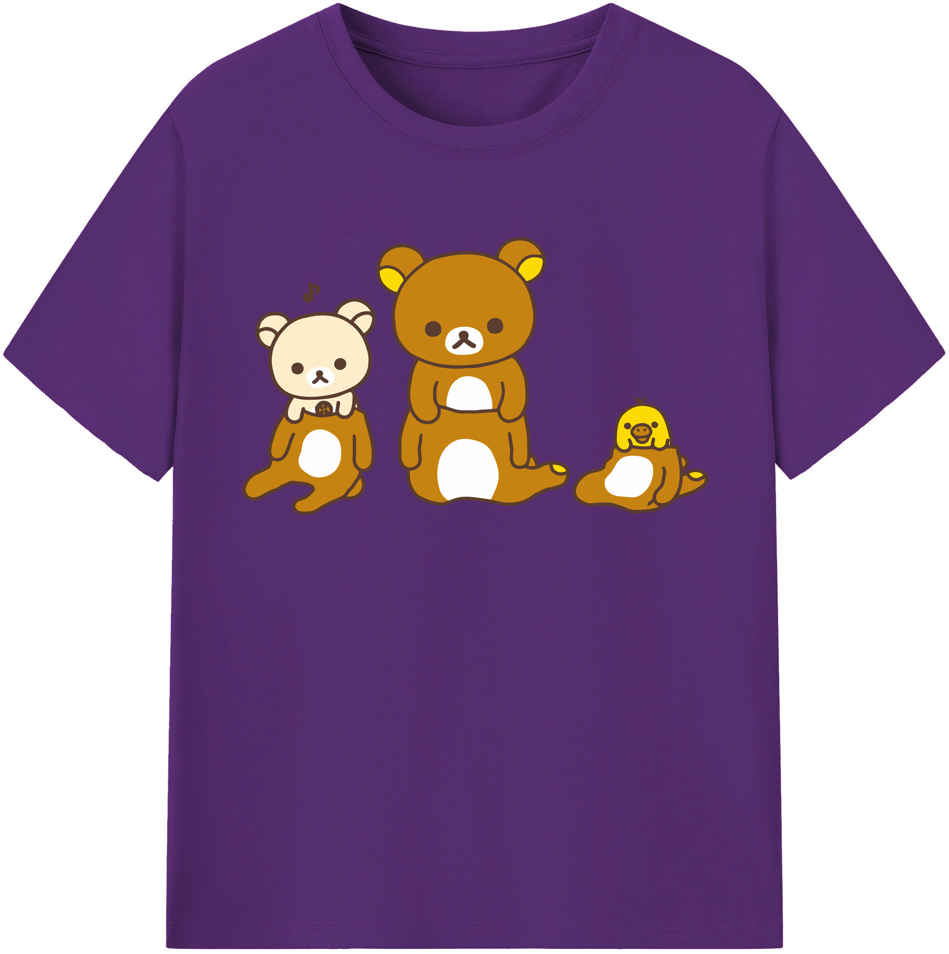 （画像用） リラックマ リラックマ キイロイトリ Rilakkuma Korilakkuma Kiiroitori 綿100％半袖Tシャツ（フロントプリント）