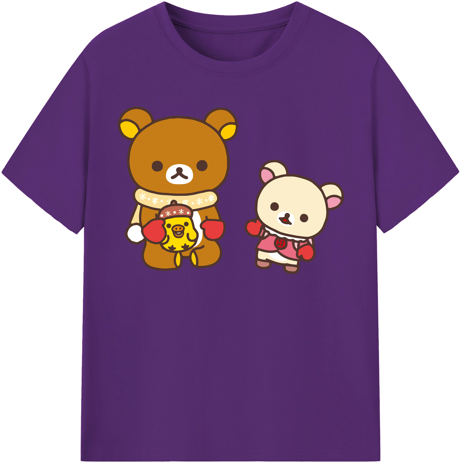 （画像用） リラックマ リラックマ キイロイトリ Rilakkuma Korilakkuma Kiiroitori 綿100％半袖Tシャツ（フロントプリント）