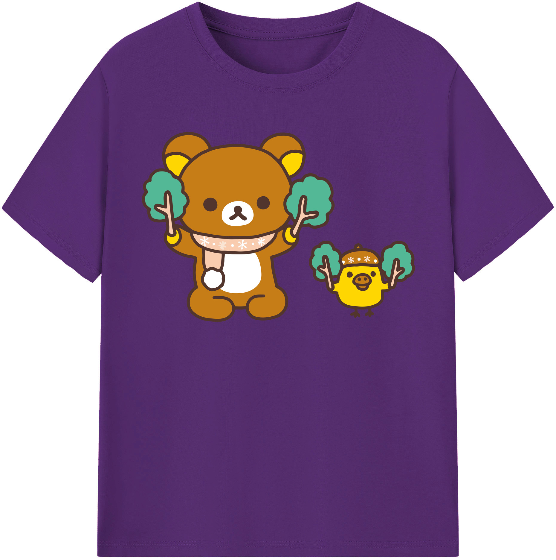 （画像用） リラックマ リラックマ キイロイトリ Rilakkuma Korilakkuma Kiiroitori 綿100％半袖Tシャツ（フロントプリント）