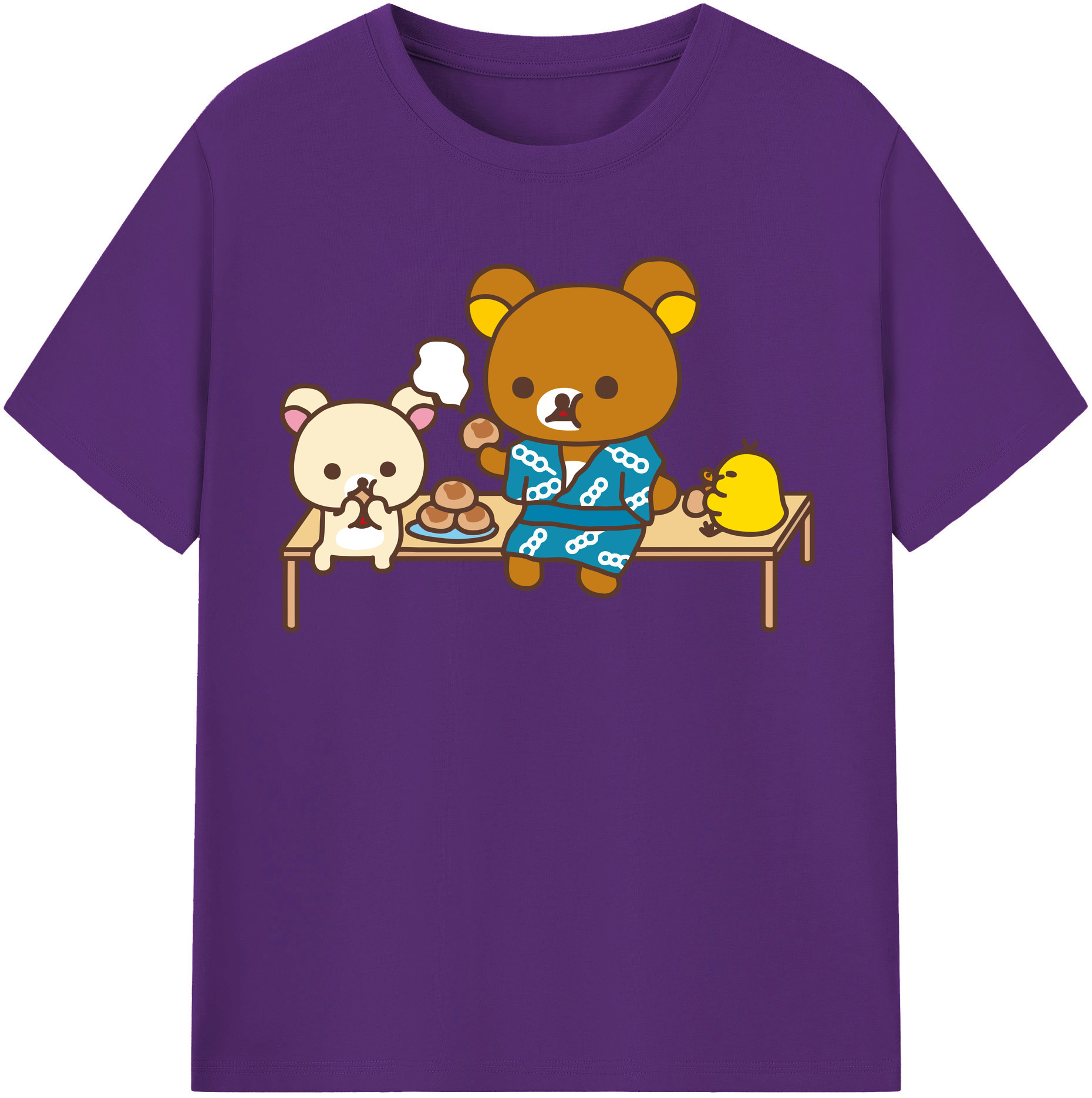 （画像用） リラックマ リラックマ キイロイトリ Rilakkuma Korilakkuma Kiiroitori 綿100％半袖Tシャツ（フロントプリント）