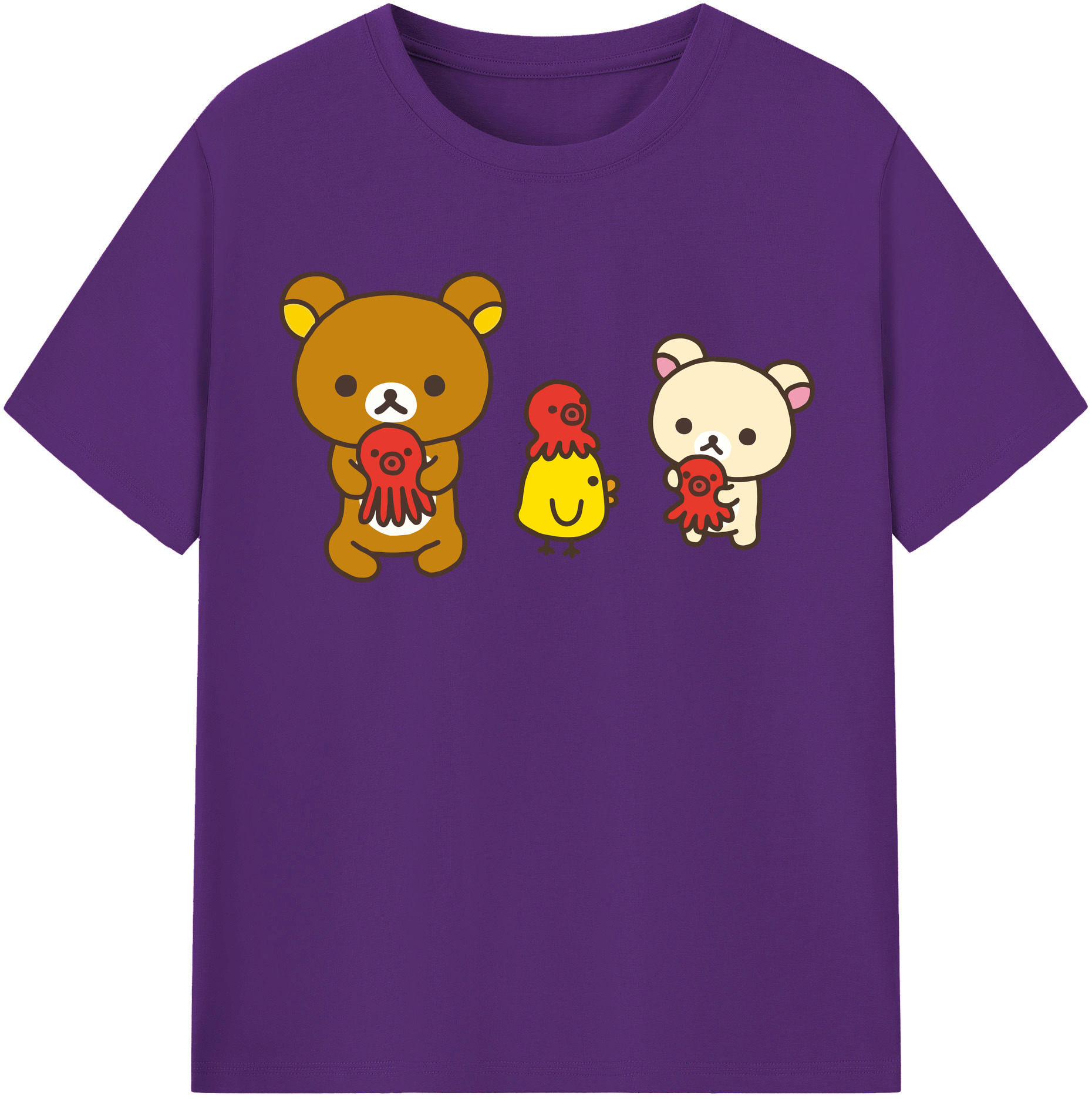 （画像用） リラックマ リラックマ キイロイトリ Rilakkuma Korilakkuma Kiiroitori 綿100％半袖Tシャツ（フロントプリント）