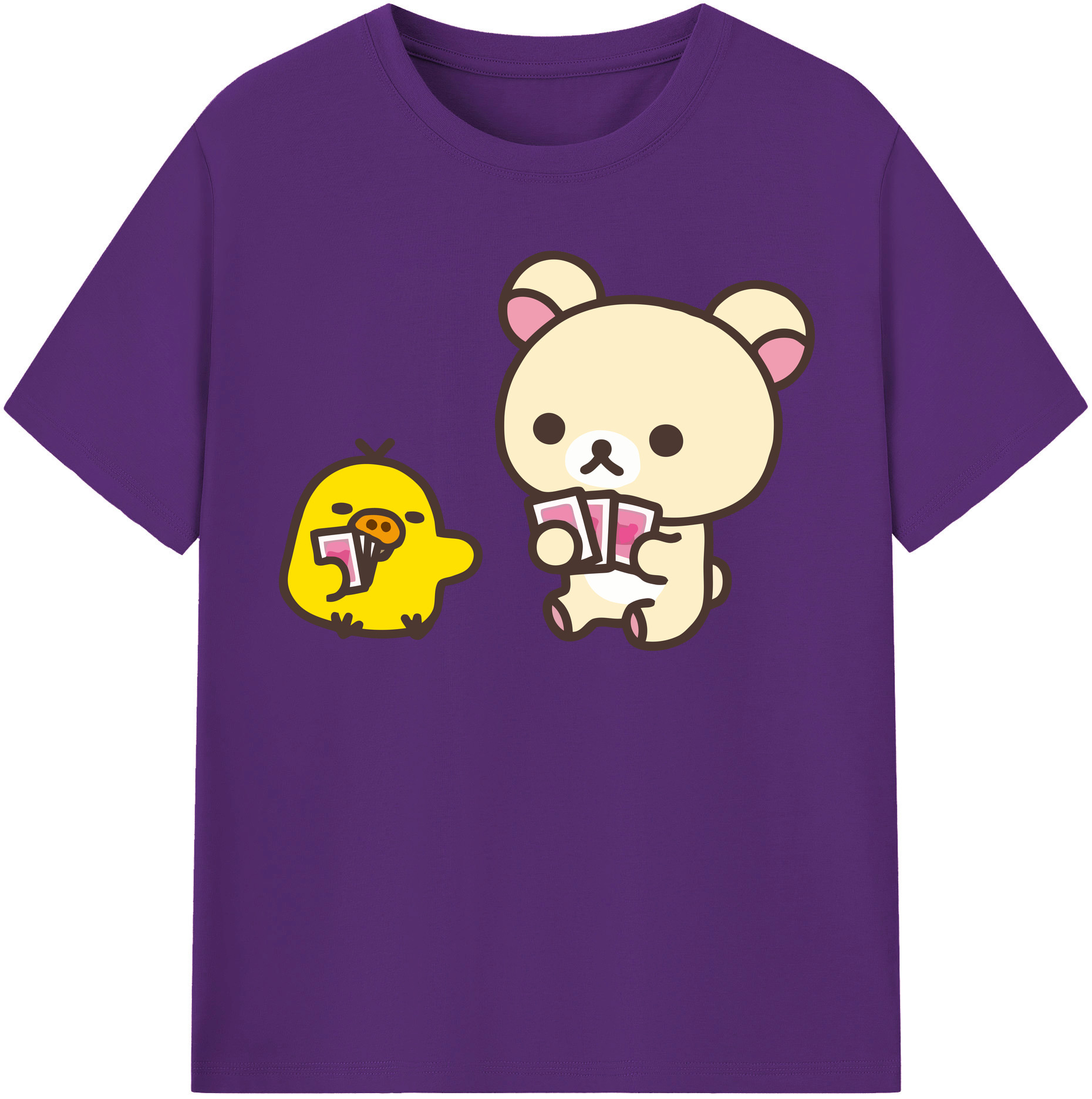 （画像用） リラックマ リラックマ キイロイトリ Rilakkuma Korilakkuma Kiiroitori 綿100％半袖Tシャツ（フロントプリント）