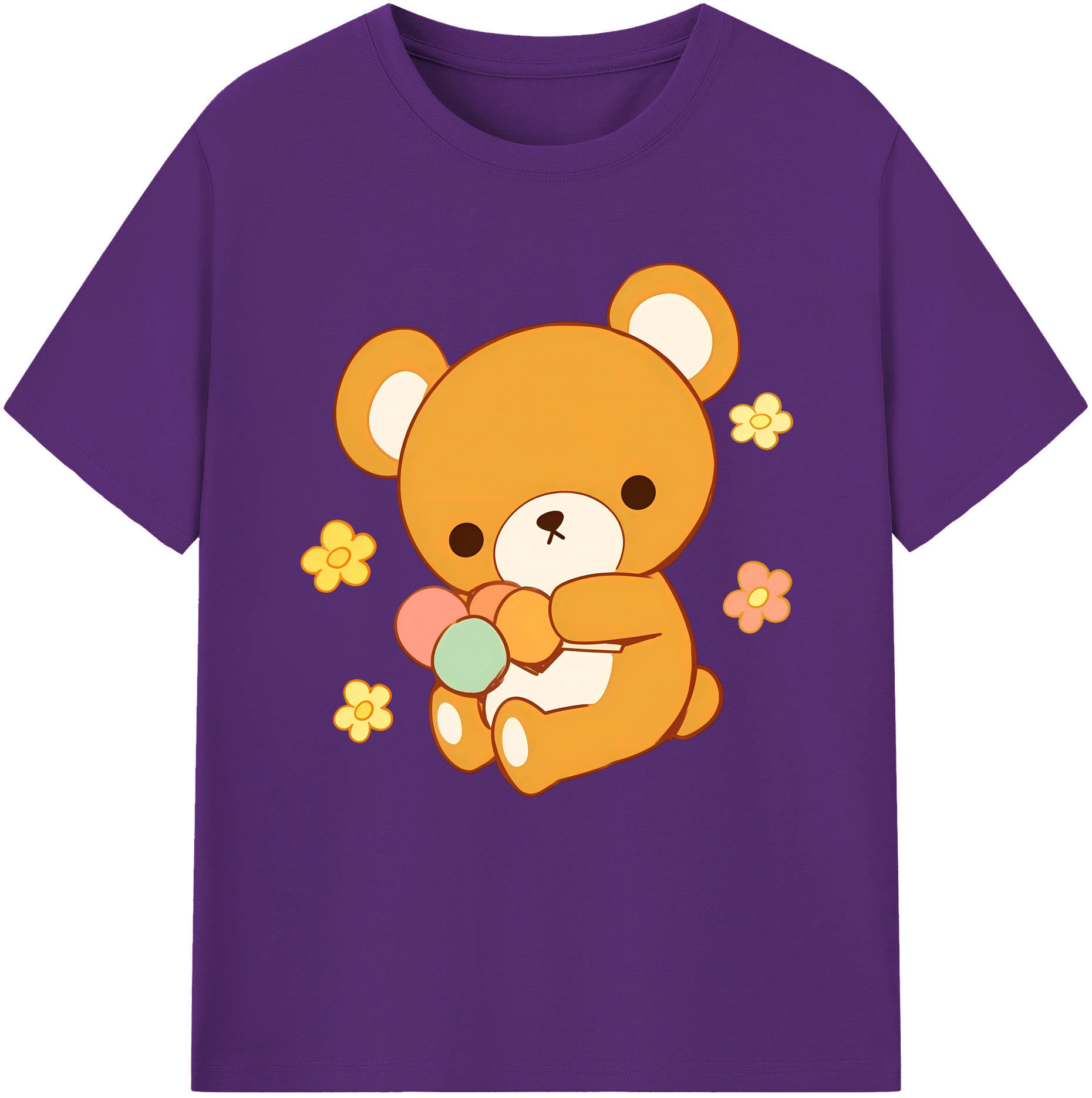 （画像用） リラックマ リラックマ キイロイトリ Rilakkuma Korilakkuma Kiiroitori 綿100％半袖Tシャツ（フロントプリント）