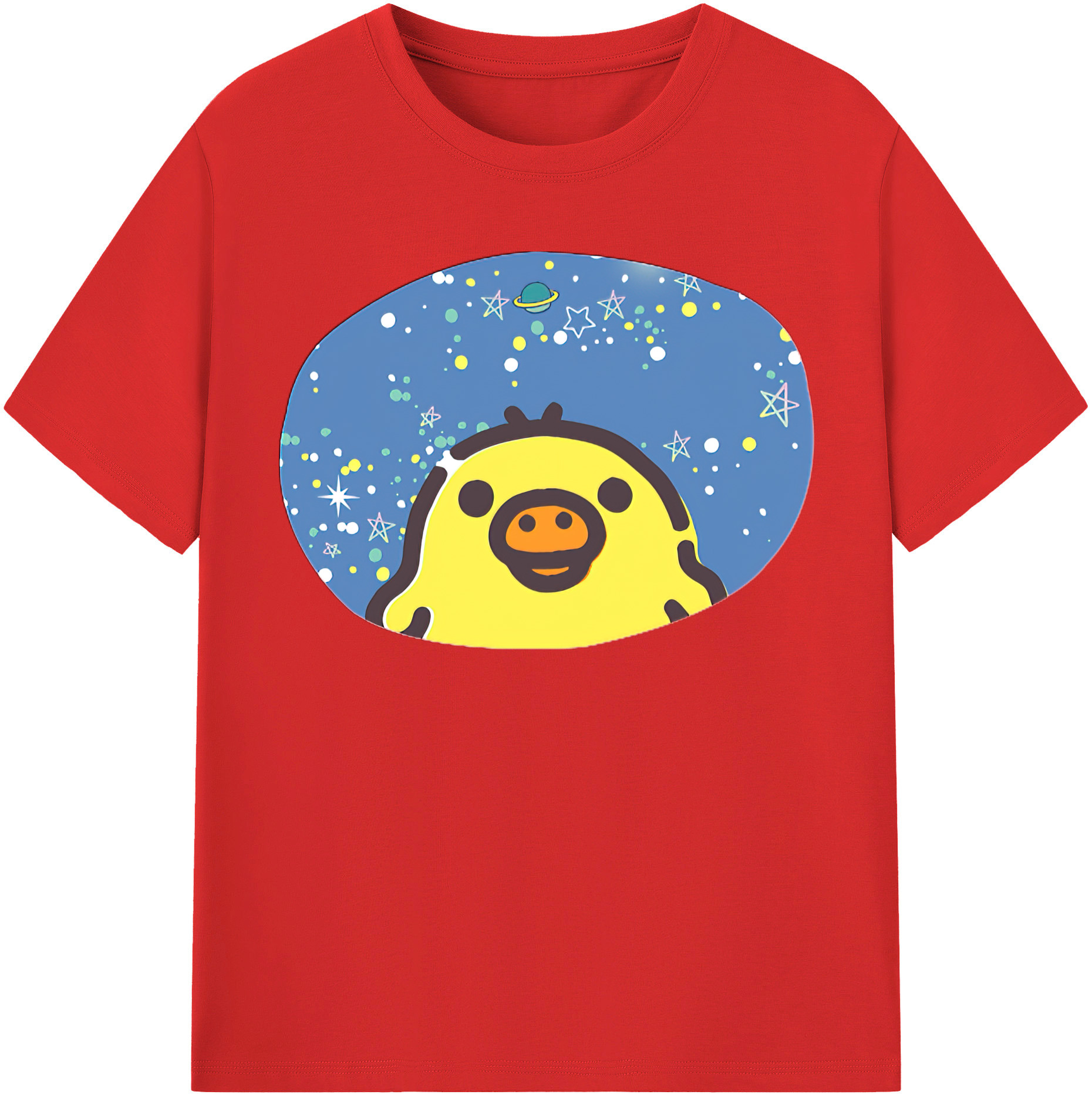 （画像用） リラックマ リラックマ キイロイトリ Rilakkuma Korilakkuma Kiiroitori 綿100％半袖Tシャツ（フロントプリント）