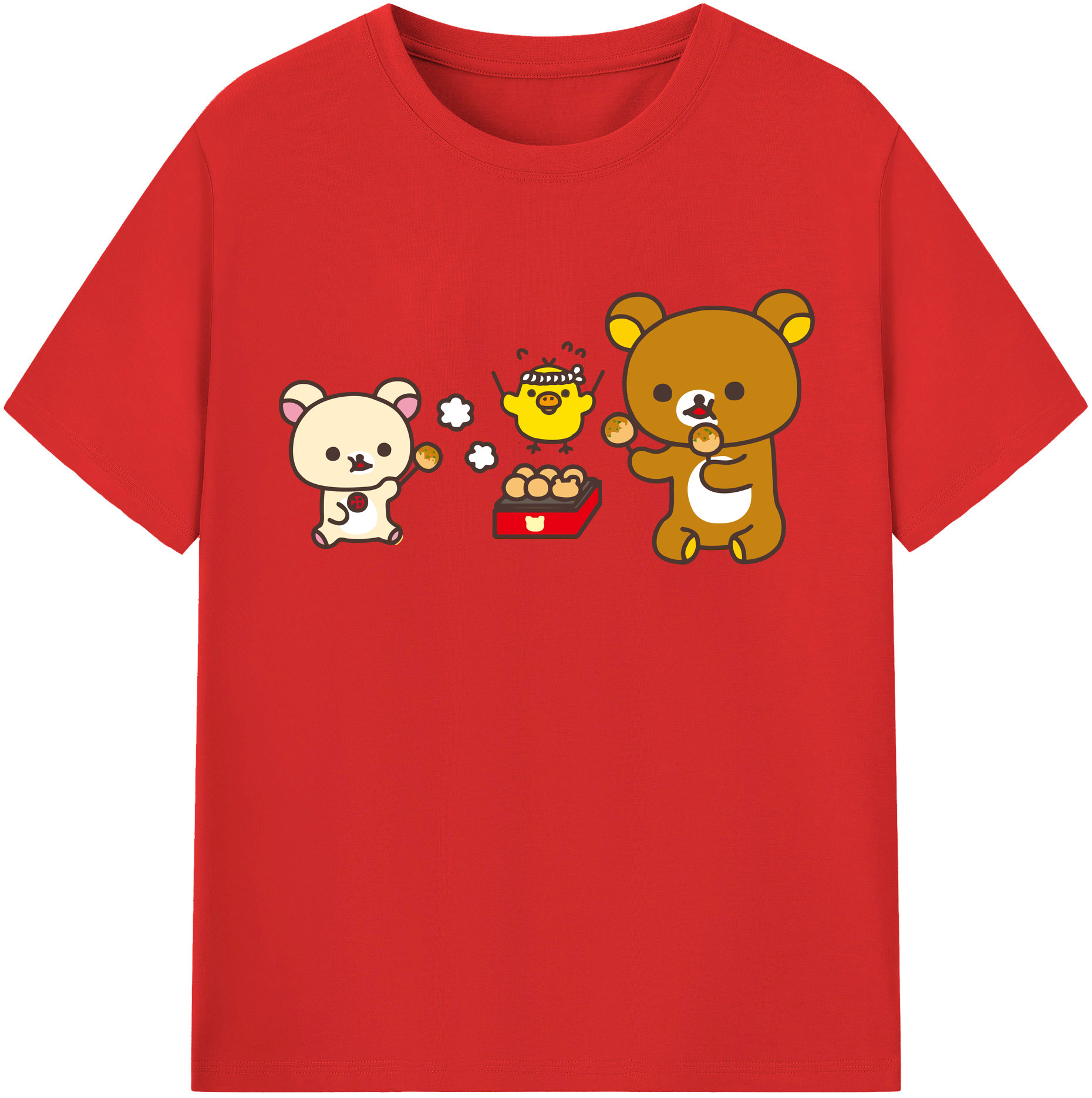 （画像用） リラックマ リラックマ キイロイトリ Rilakkuma Korilakkuma Kiiroitori 綿100％半袖Tシャツ（フロントプリント）