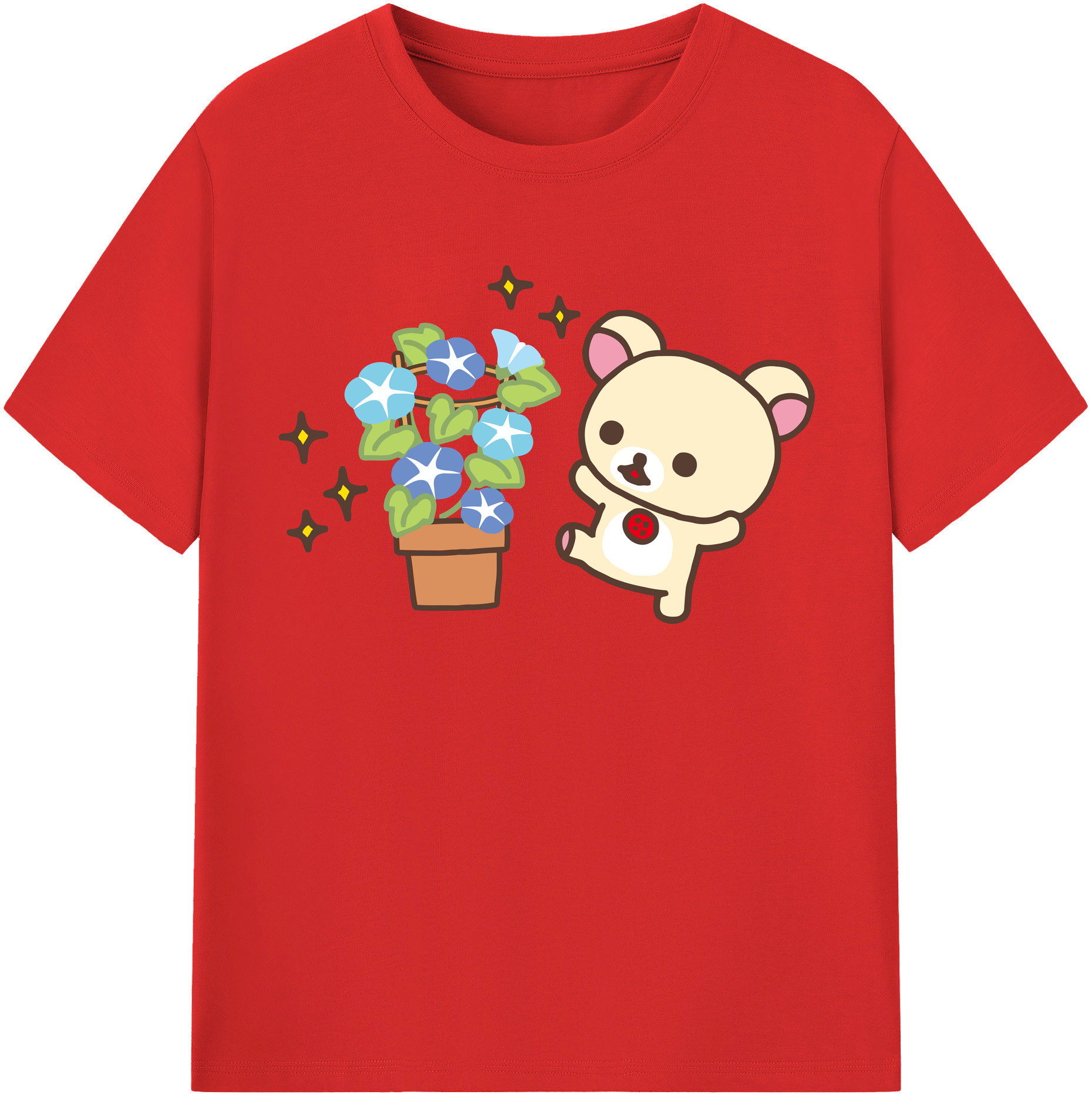 （画像用） リラックマ リラックマ キイロイトリ Rilakkuma Korilakkuma Kiiroitori 綿100％半袖Tシャツ（フロントプリント）