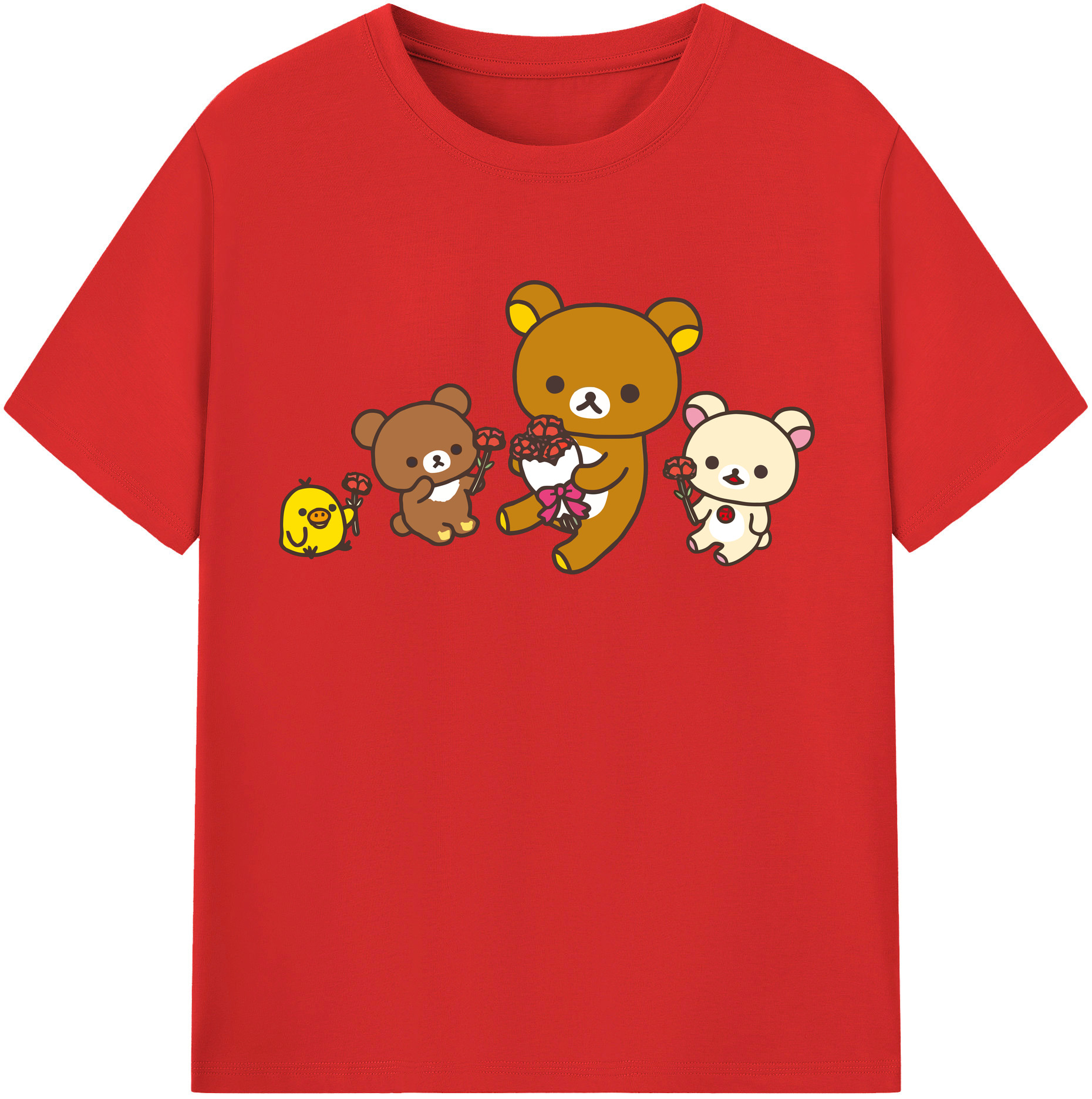 （画像用） リラックマ リラックマ キイロイトリ Rilakkuma Korilakkuma Kiiroitori 綿100％半袖Tシャツ（フロントプリント）