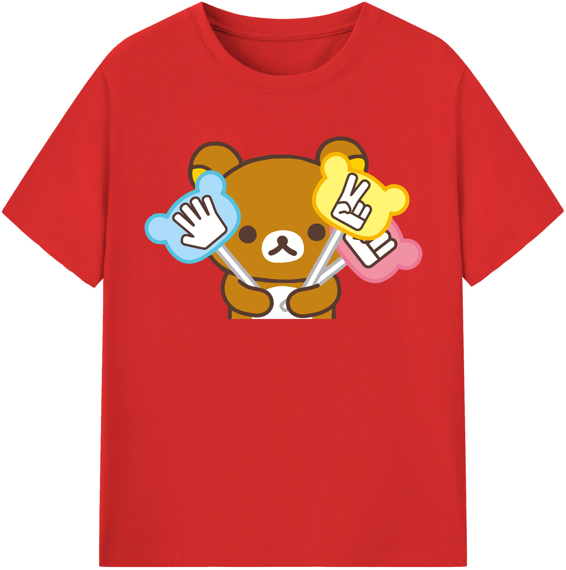 （画像用） リラックマ リラックマ キイロイトリ Rilakkuma Korilakkuma Kiiroitori 綿100％半袖Tシャツ（フロントプリント）