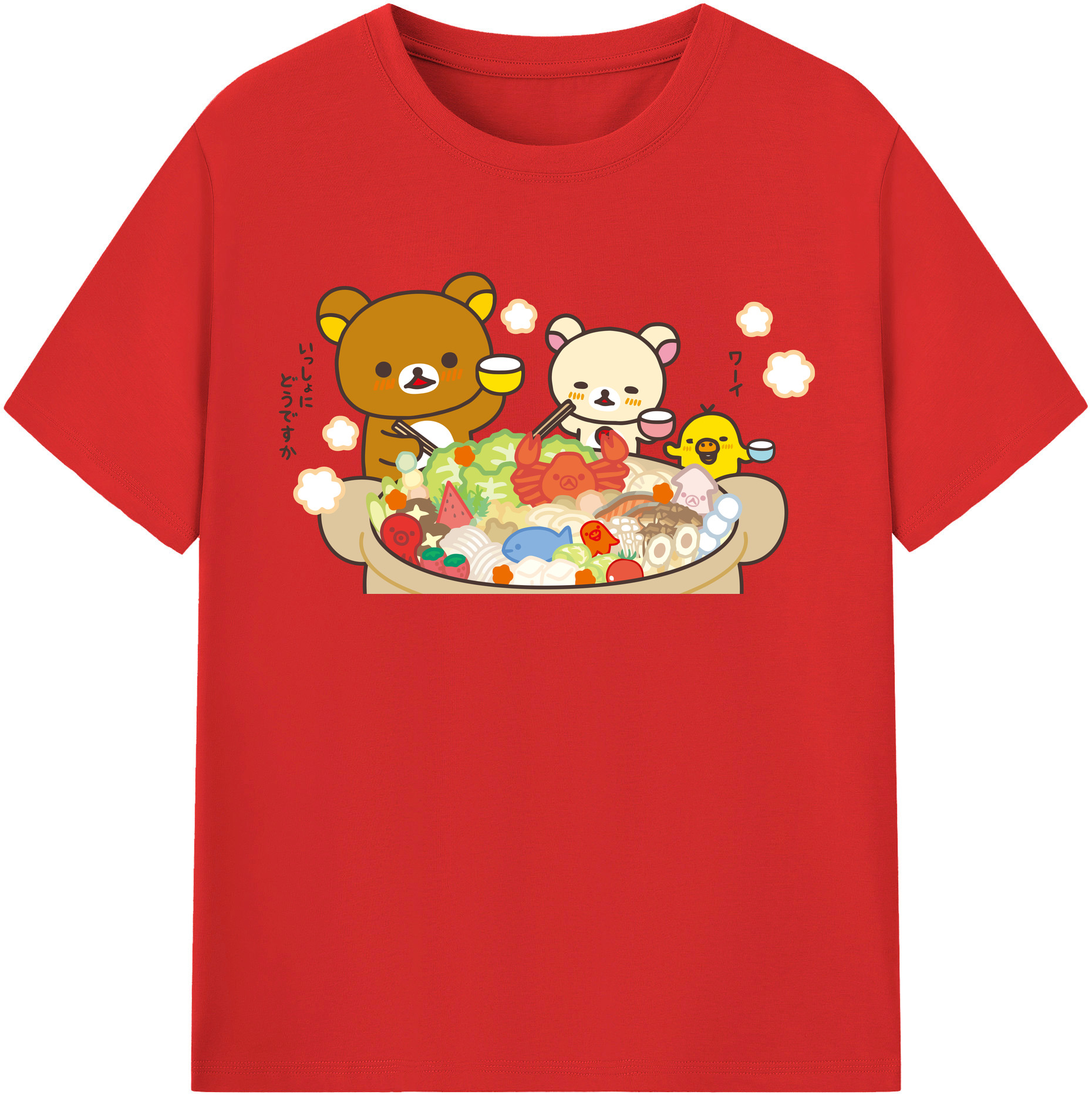 （画像用） リラックマ リラックマ キイロイトリ Rilakkuma Korilakkuma Kiiroitori 綿100％半袖Tシャツ（フロントプリント）
