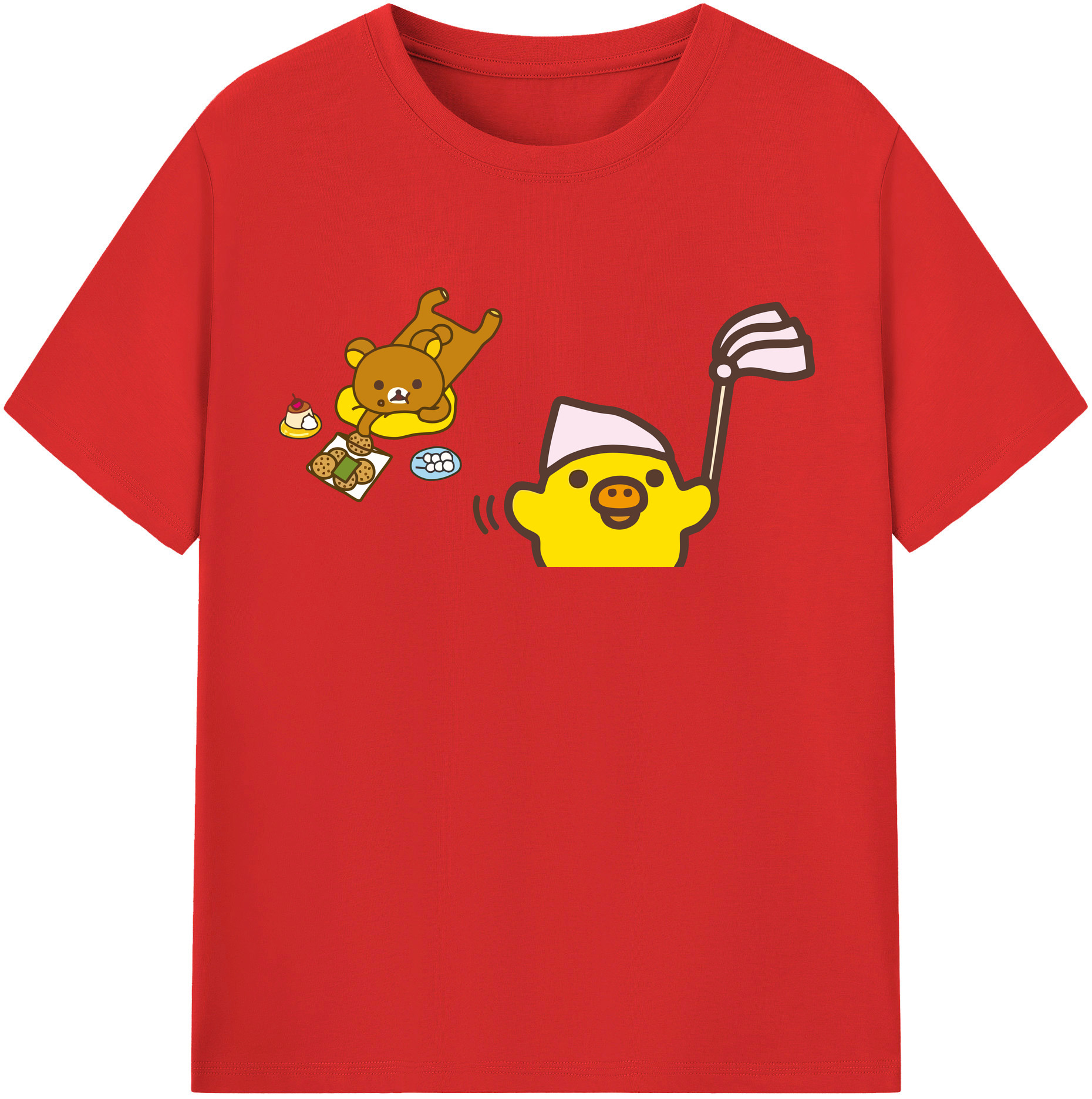 （画像用） リラックマ リラックマ キイロイトリ Rilakkuma Korilakkuma Kiiroitori 綿100％半袖Tシャツ（フロントプリント）
