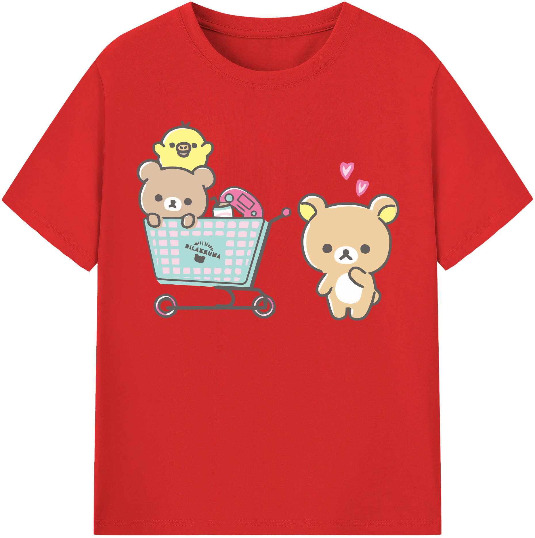 （画像用） リラックマ リラックマ キイロイトリ Rilakkuma Korilakkuma Kiiroitori 綿100％半袖Tシャツ（フロントプリント）