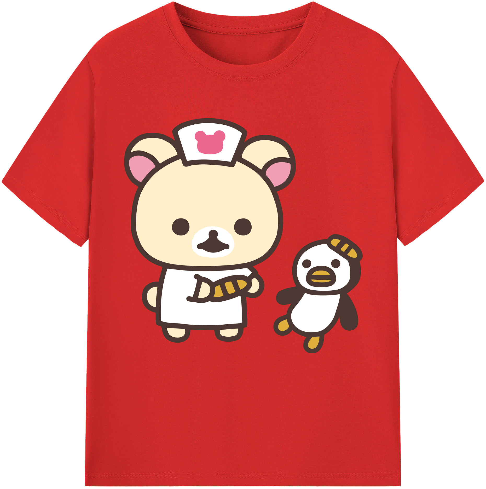 （画像用） リラックマ リラックマ キイロイトリ Rilakkuma Korilakkuma Kiiroitori 綿100％半袖Tシャツ（フロントプリント）
